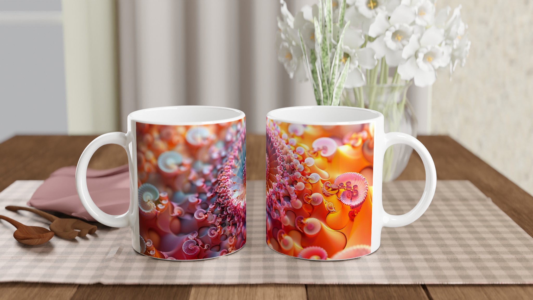 Abstrakt Spiral Keramikmugg - Livfull Rosa och Orange Konstnärlig Design, 11oz 10 d3182c0e-295f-45f6-a68c-3d9c7eac83dd