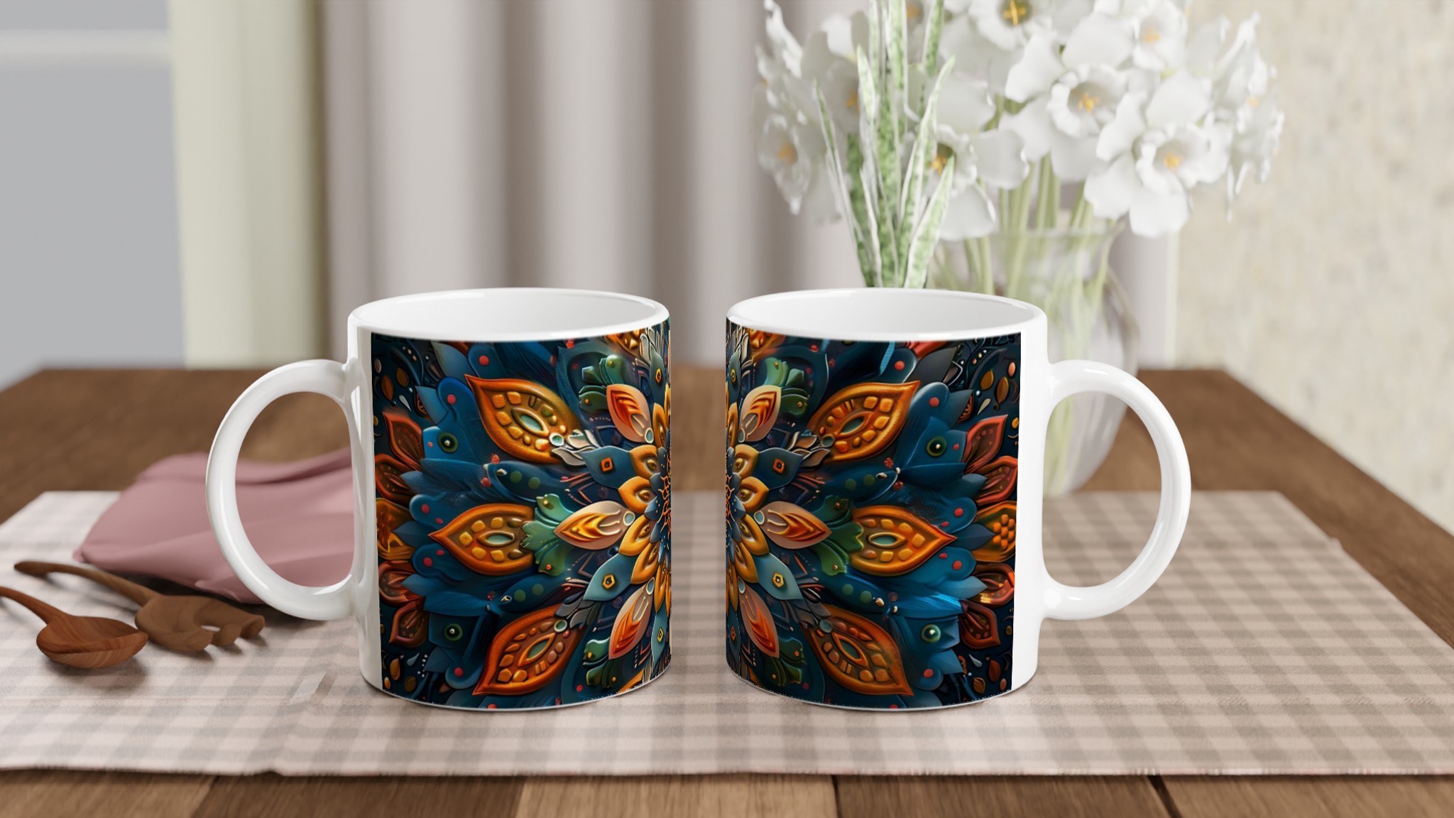 Abstrakt Mandala 11oz Keramisk Mugg - Levande Konsttryck för Kaffeälskare 10 d3388742-b877-4217-89a5-bd7e8f4ac1be
