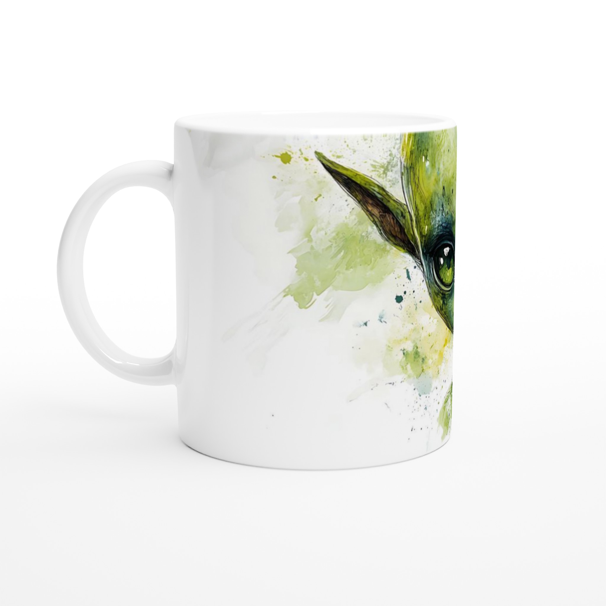 Mystisk Grön Alien Akvarell Mugg - 11oz Keramikmugg för Fantasifulla Dryckesstunder 1 d344db5a-ed92-438e-bcbc-e92d87167616