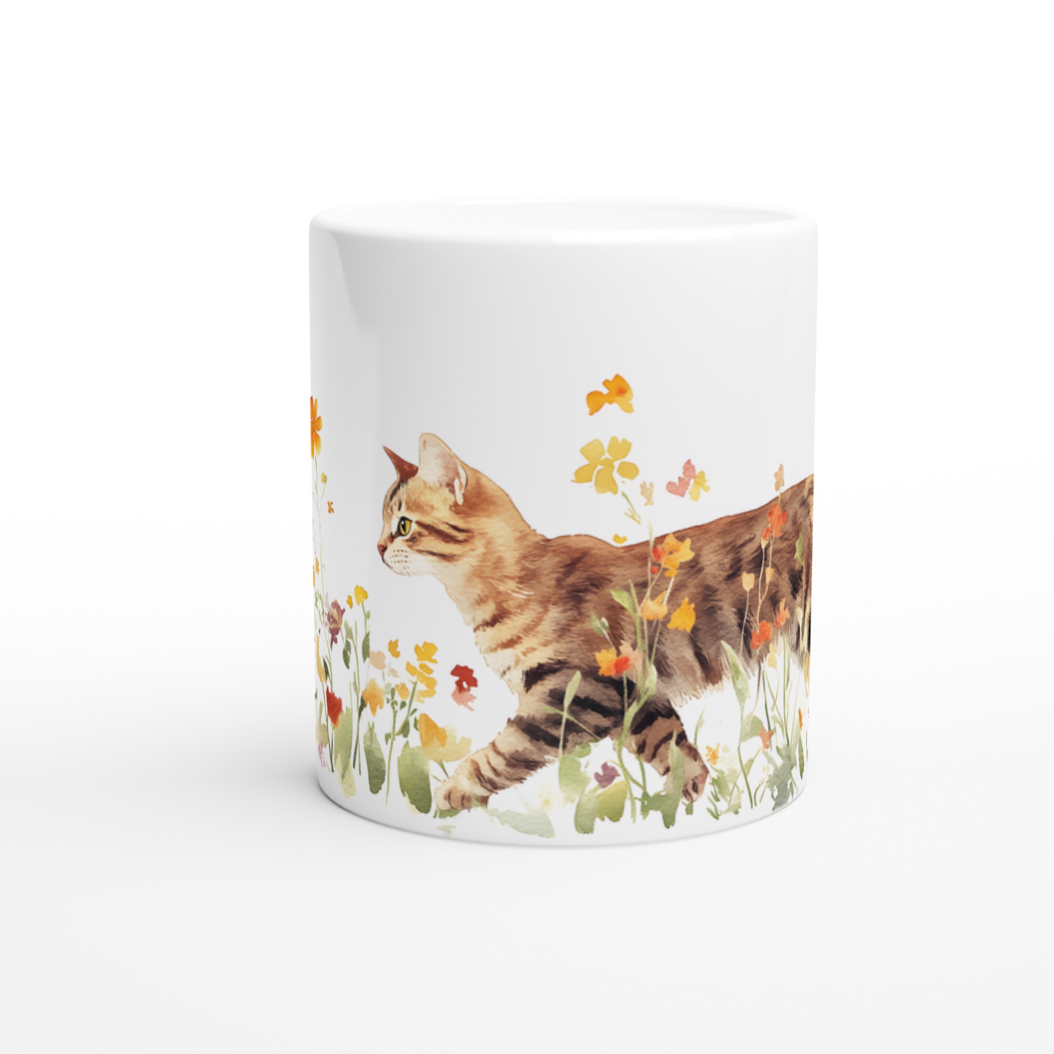 Katt bland Vårblommor - Konstnärlig Keramisk Mugg för Kattälskare | 11oz i Valfri Färg 8 d34596e9-b3ba-4170-80ff-53833569d2eb