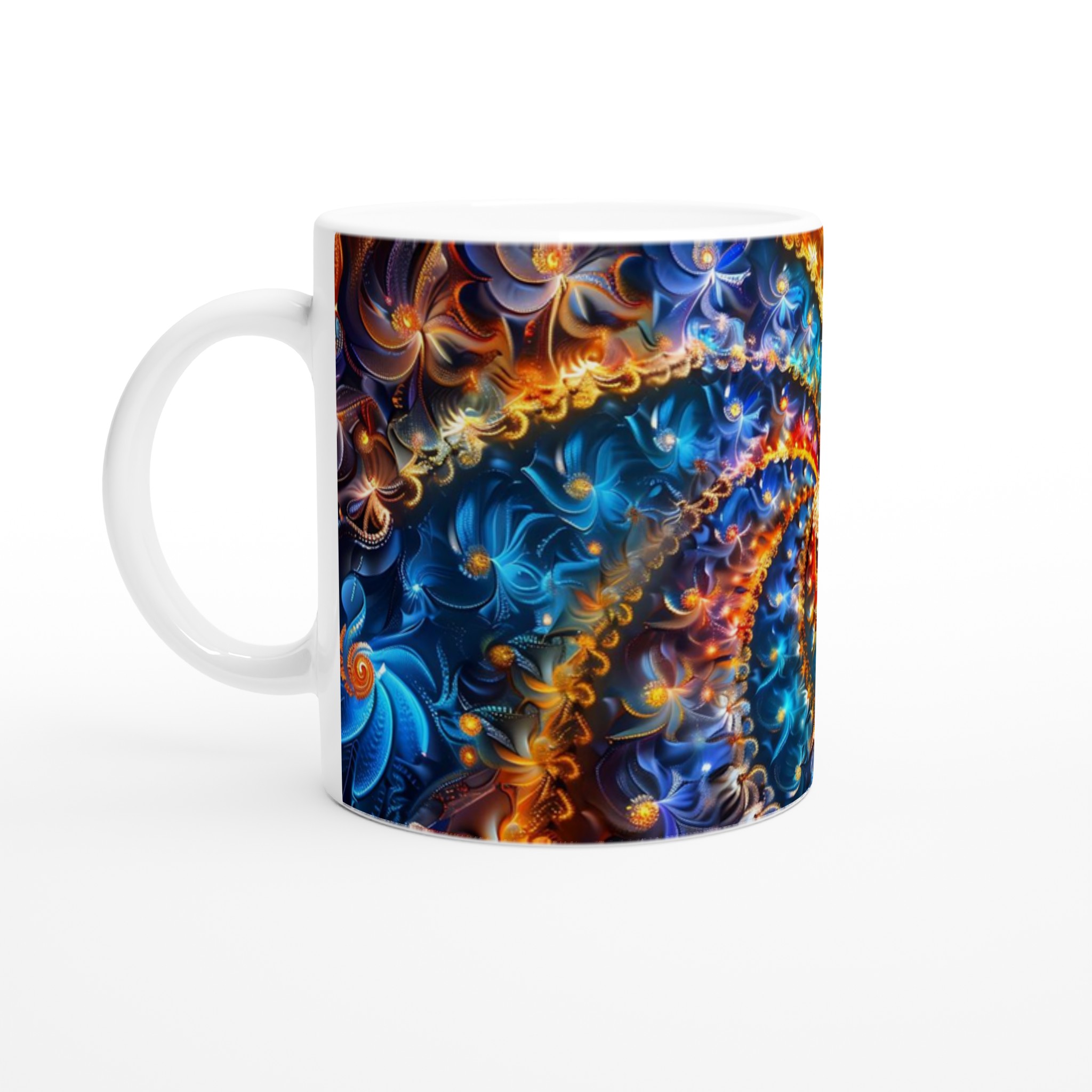 Kosmisk Spiral Mugg – Abstrakt Mönster i Blått och Orange, 11oz Keramik 1 d34b41ad-ac32-4840-a554-250027b8a121