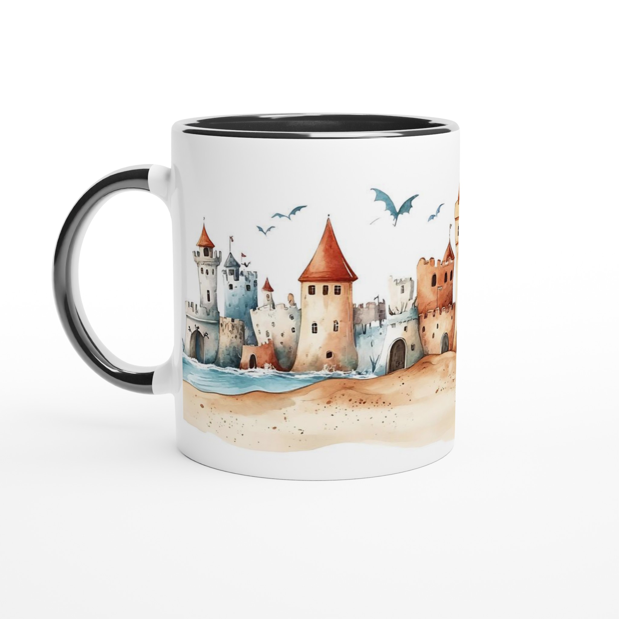 Fantasy Sand Castle Keramisk Mugg – Drömlikt Akvarelltryck med Slott och Drakar, Perfekt för Äventyrslystna 4 d38ab79b-6a16-436b-af14-fdf12f83610b