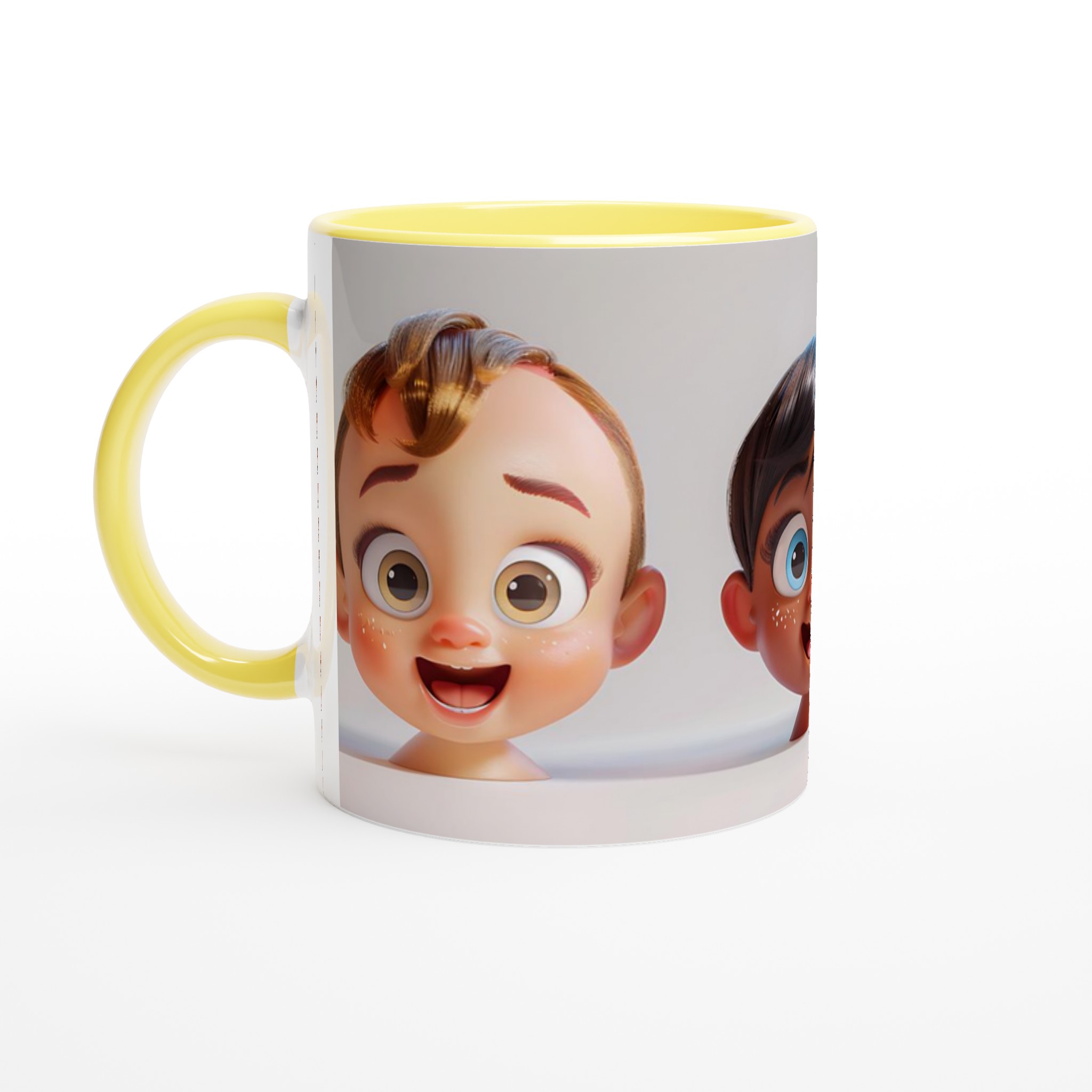 Glad Kaffemugg med Lekfulla Barnansikten – Välj din Färg i 11oz Keramik 3 d3923546-af4c-46c6-9260-9a05c3ac2ad5