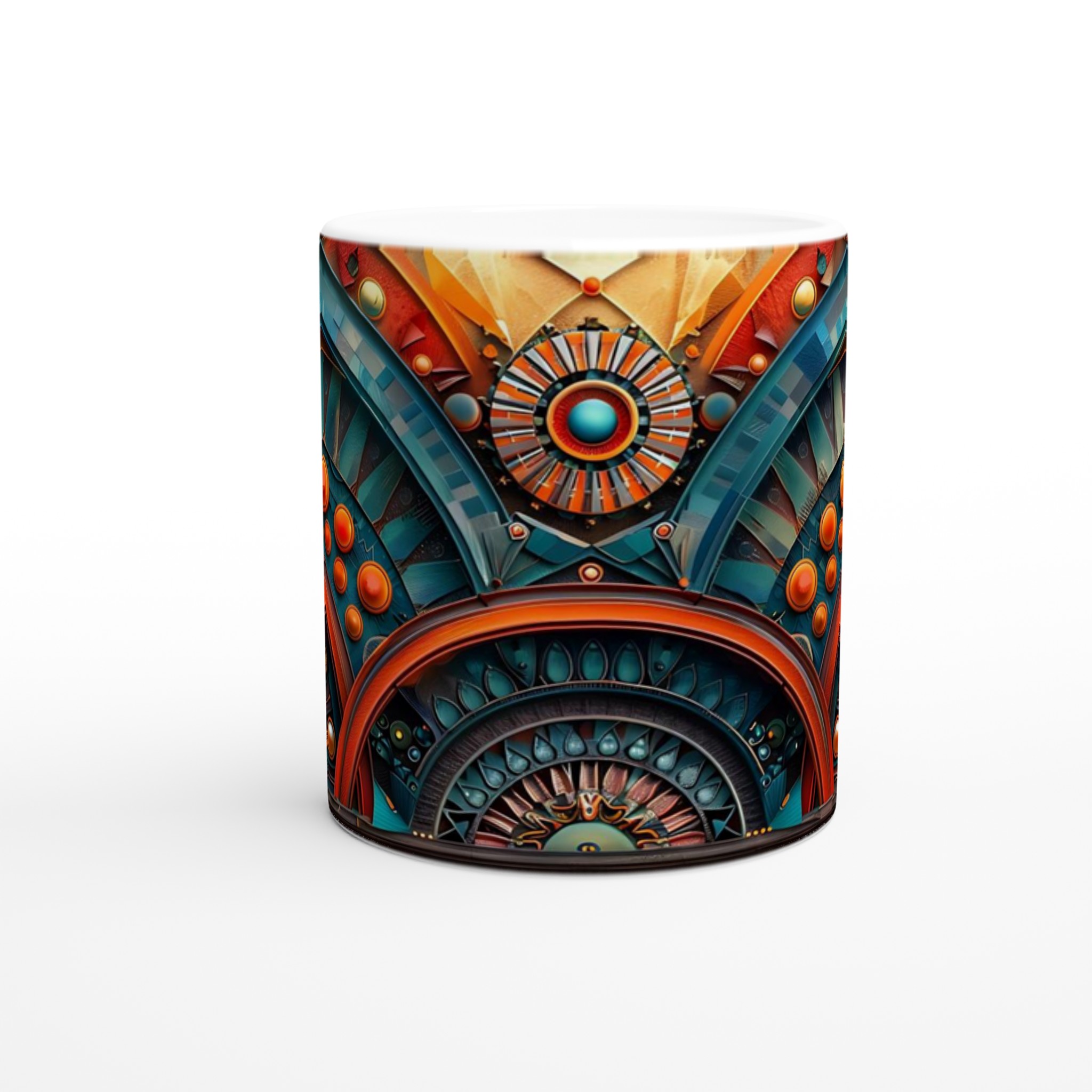 Abstrakt Mandala Keramikmugg - Livfulla Turkosa och Kopparfärger, 11 oz 8 d3e3d81a-553a-4907-af1a-59f8df00a906