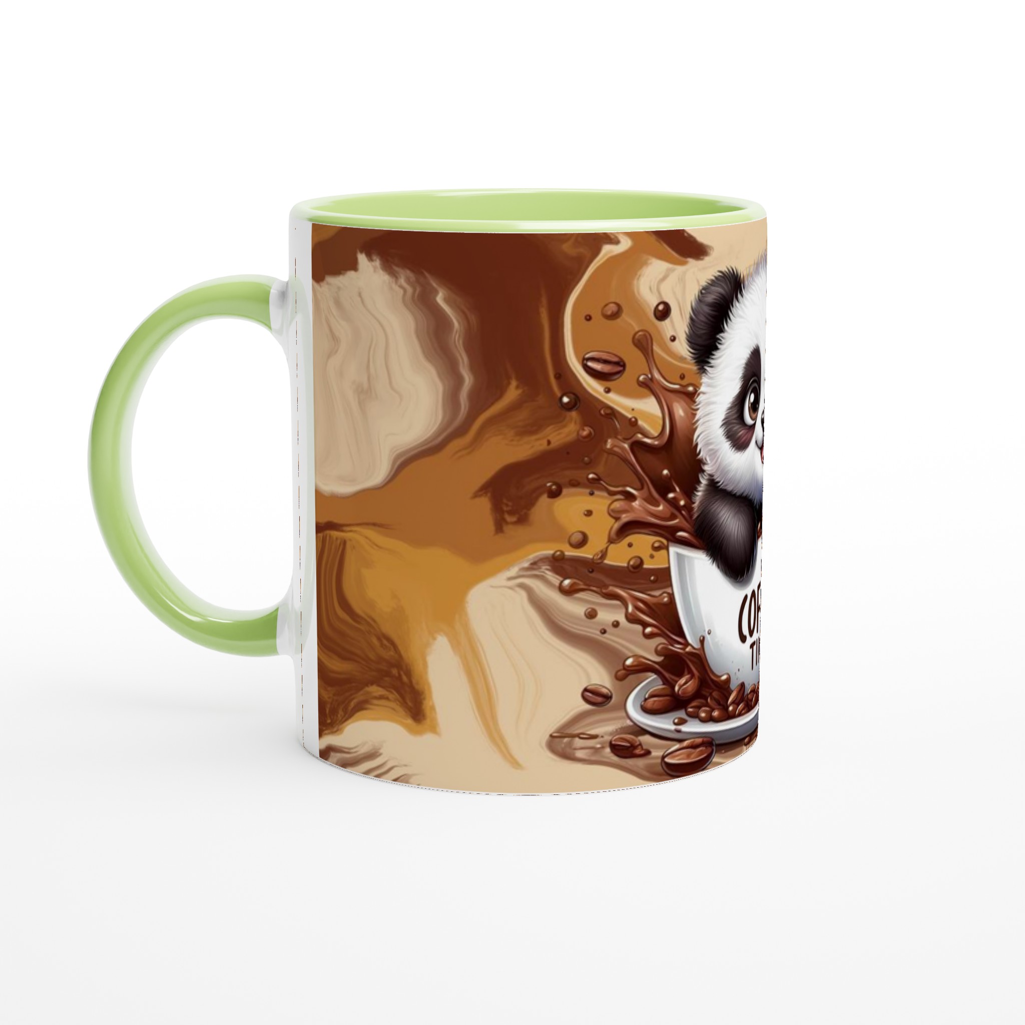 Vit 11oz keramisk mugg med lekfull panda och kaffe-motiv i flera färgstarka nyanser 7 d3ea3dbd-6f05-4934-a31c-1441a0868fad
