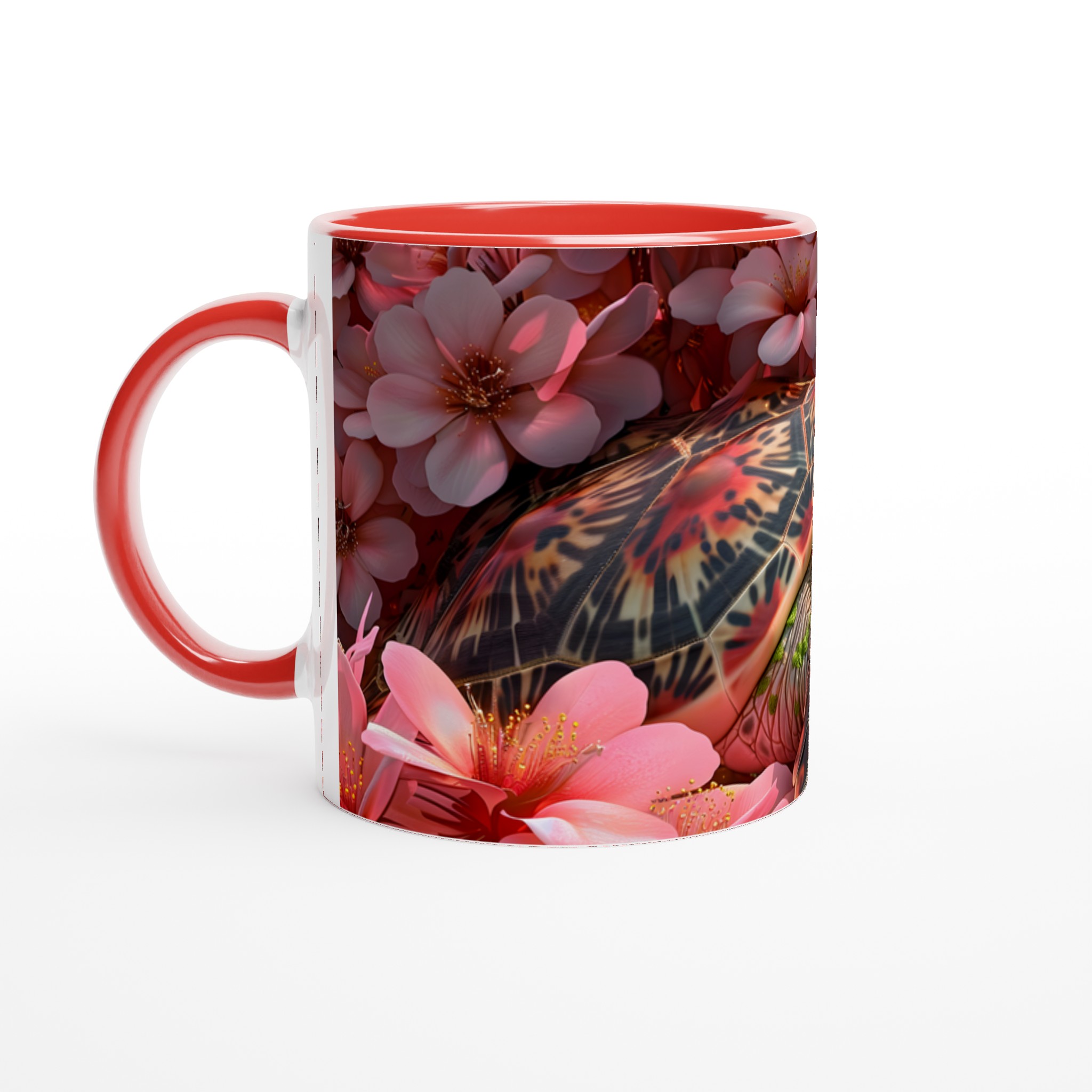 Förlora dig i våren: Sjösköldpadda bland körsbärsblommor - Vit 11oz keramisk mugg 5 d40461bf-d681-4bc7-8722-fd34fecabe7e