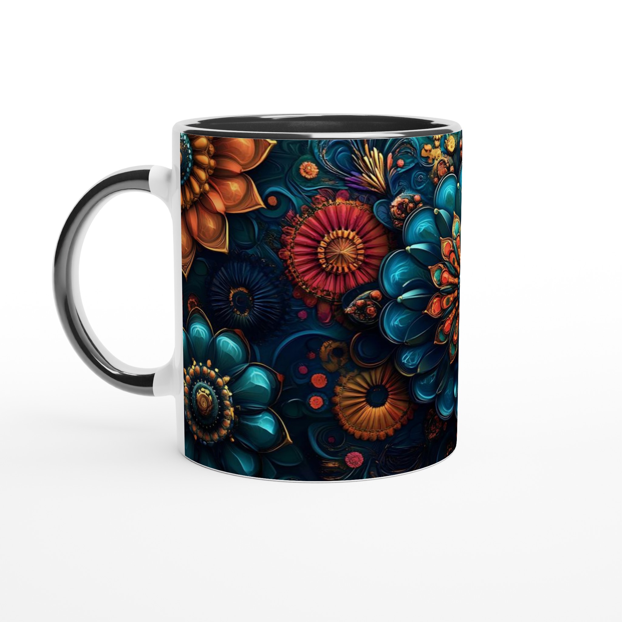 Mångfärgad Floral Mandala 11oz Keramikmugg - Lyxig Blomsterdesign för Kaffe & Te i Flera Färger 5 d411236e-2bb9-4bc9-b22b-3fd466b70414
