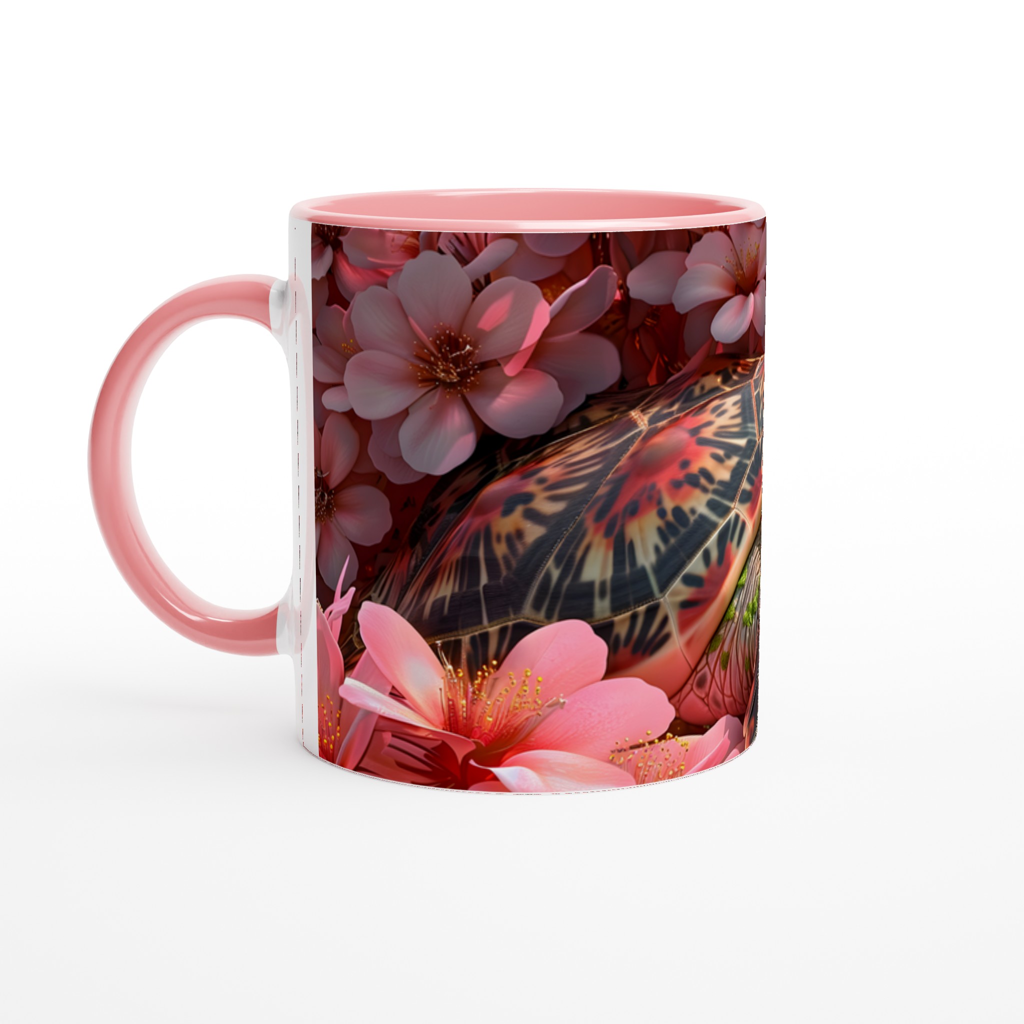 Förlora dig i våren: Sjösköldpadda bland körsbärsblommor - Vit 11oz keramisk mugg 6 d425fa50-a3b9-4760-a8d0-93cf8ce9e9f8