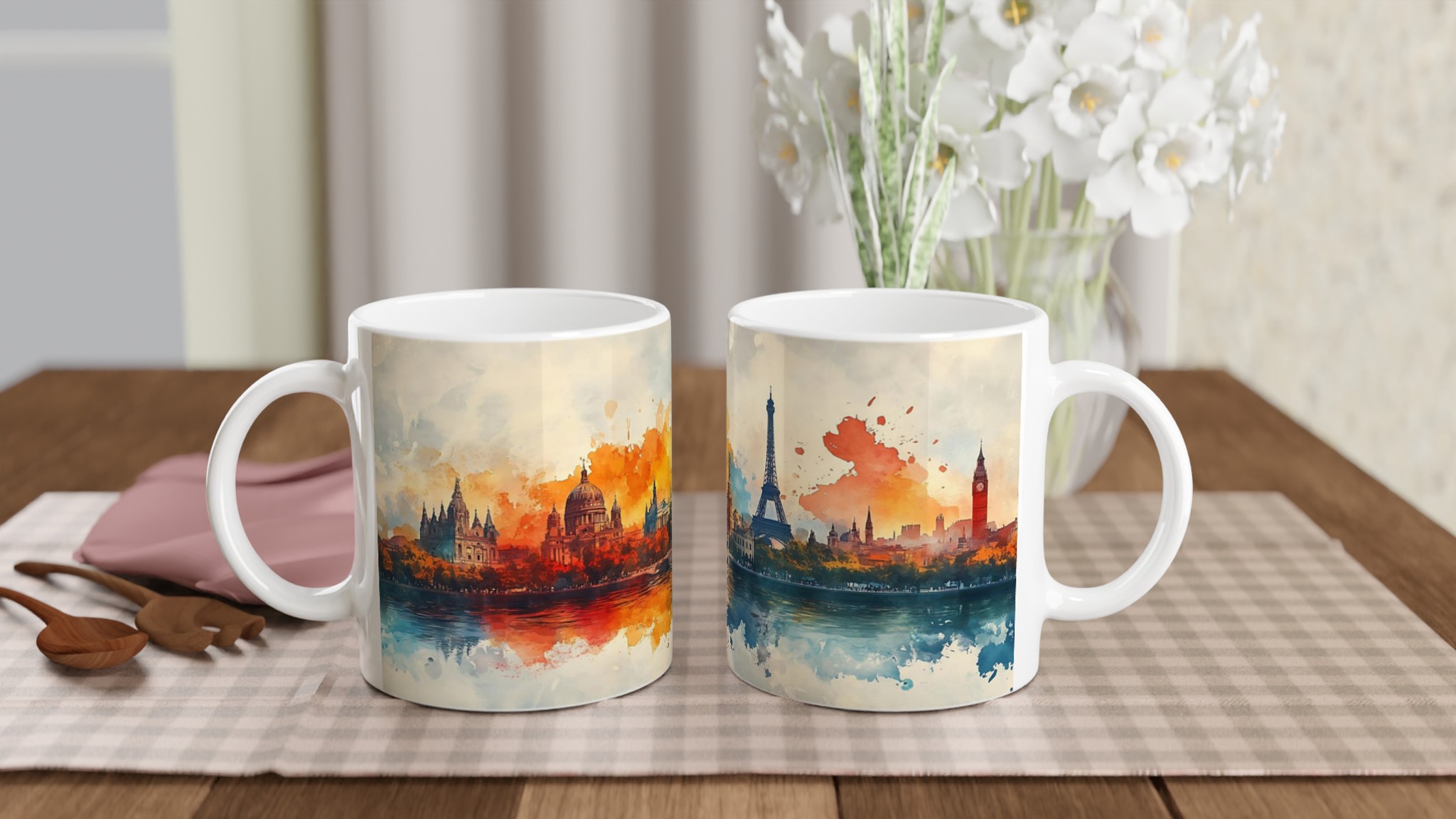 Europeisk Stadssiluett Akvarellmugg – Konstnärlig 11oz Keramisk Mugg i Väljbar Färg 10 d4bebe68-ef36-427f-b077-881a34c8d633