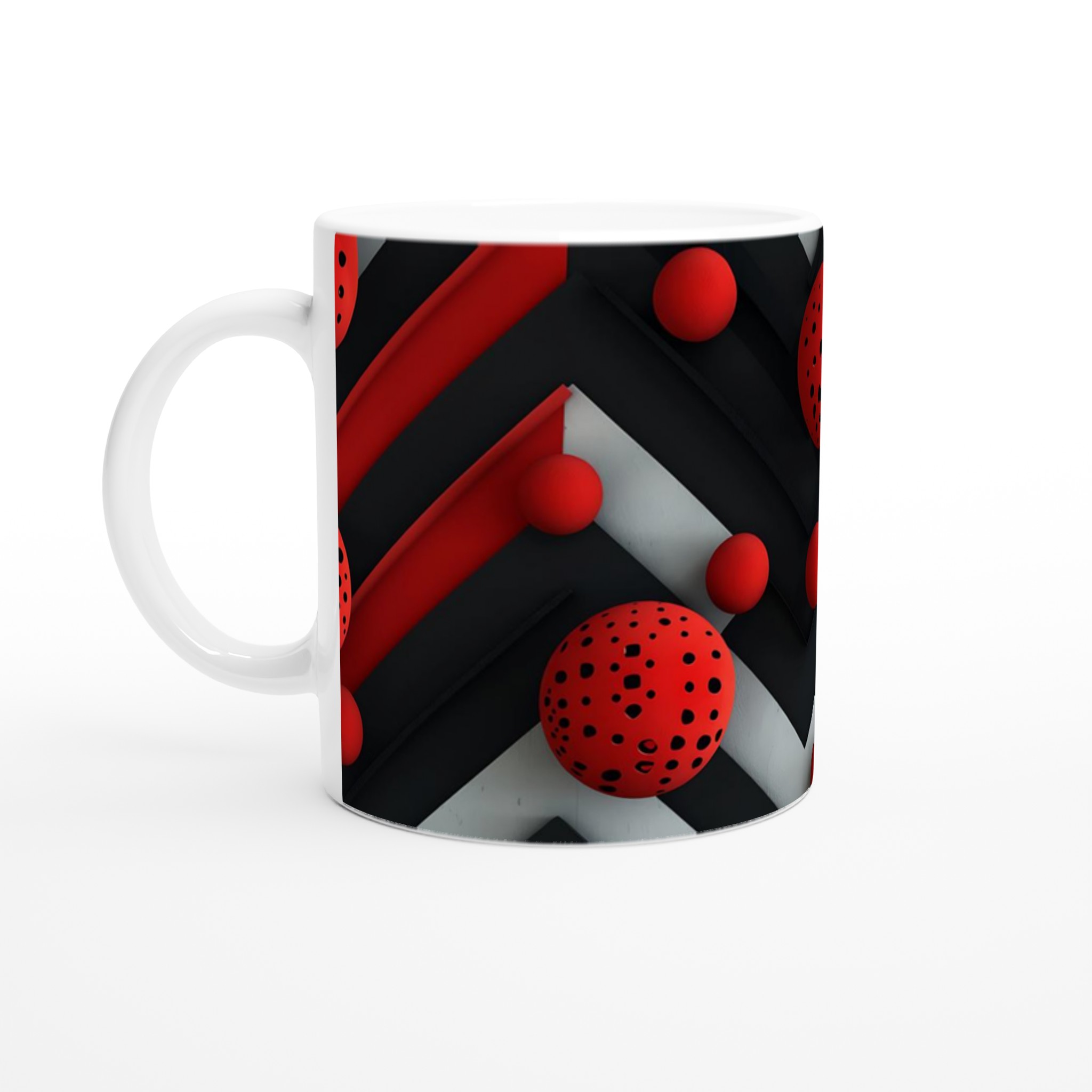 Abstrakt Geometrisk 11oz Keramikmugg – Dynamisk Design i Svart, Vitt & Rött 1 d4e57f9c-8169-4272-abcb-7e9f35f7142a