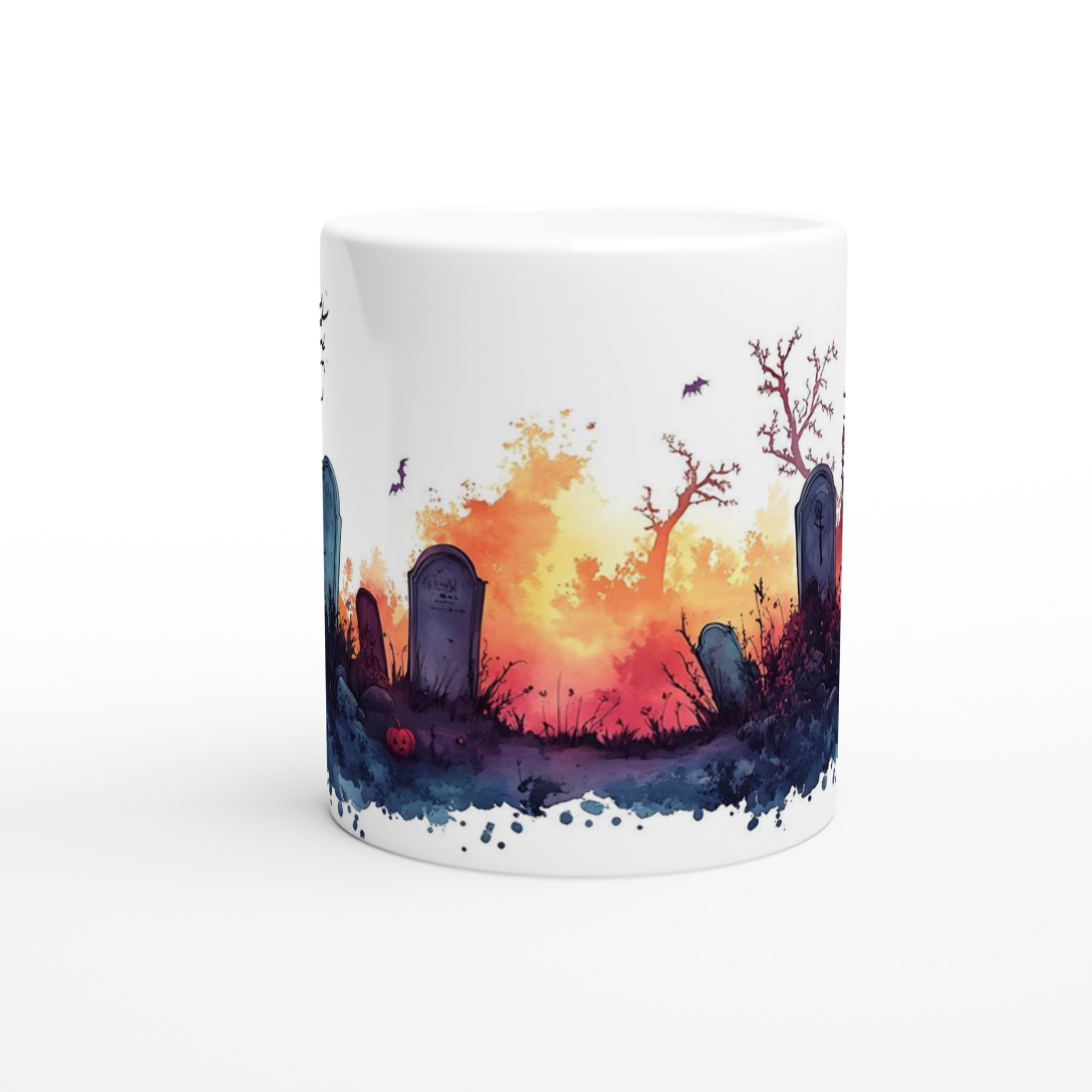 Spöklik Kyrkogård Keramikmugg - 11oz Halloween Motiv i Vattenfärg, Välj Bland 7 Färger! 8 d4ede863-4b44-4fb8-b8a3-0c1f9a069ffa