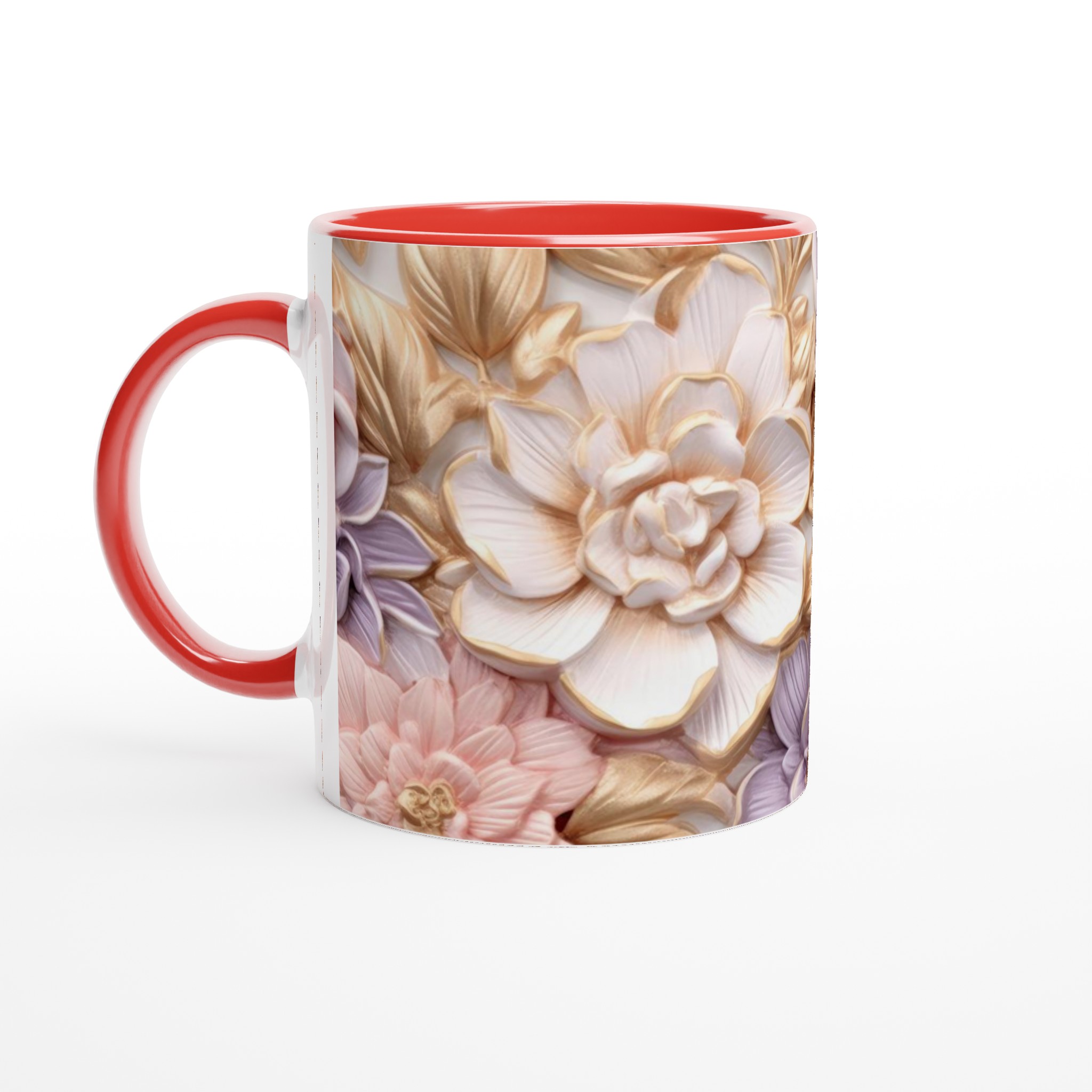 Vit 11oz keramisk mugg med elegant blomsterdesign i flera färger 5 d4fbbaa2-be3e-4db0-8f7b-feefe74c8107