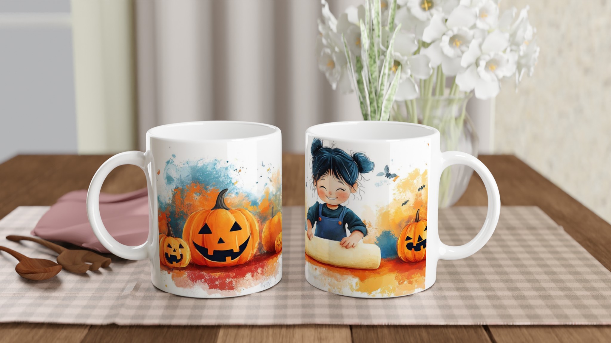 Söt Halloween Bakning Mugg – Lekfull Design med Pumpalyktor & Barnglädje i 7 Färger 10 d4ffc3ed-f028-404d-bc12-f2580e602c3e