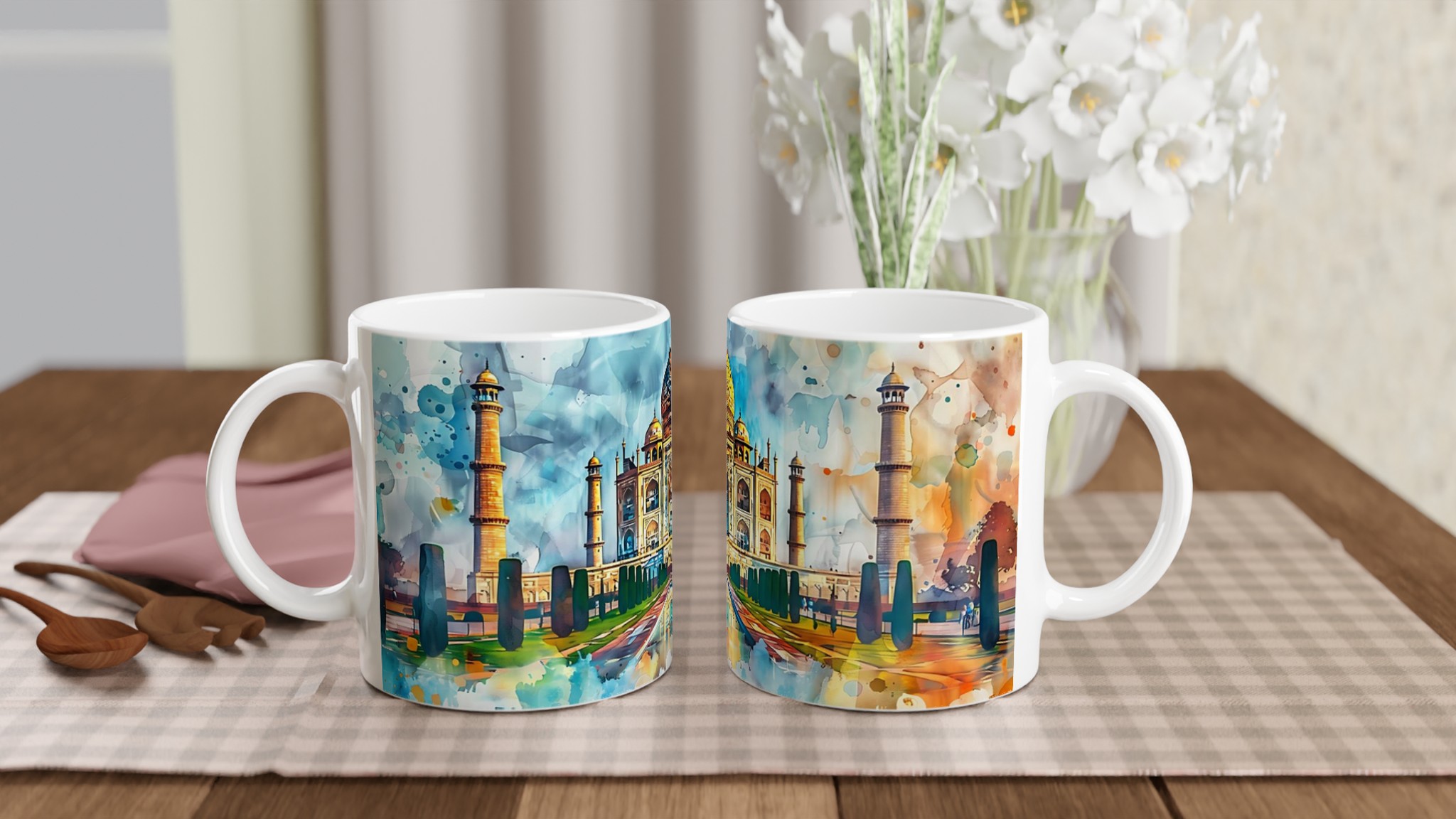 Taj Mahal Akvarellmugg – Konstnärlig 11 oz keramikmugg i ditt val av sju livfulla färger 10 d523847c-b62f-404e-bf00-26ff3e8dae1b