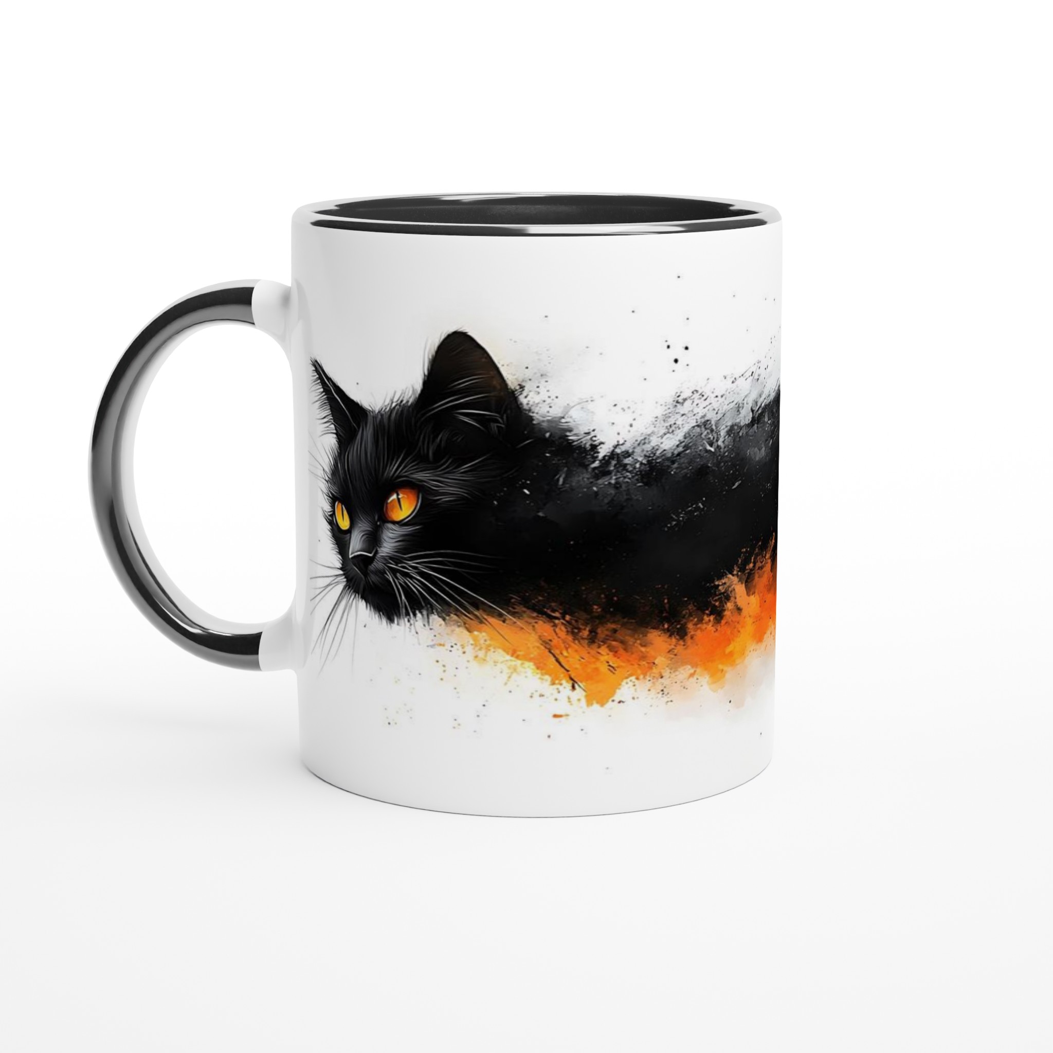 Mystisk Svart Katt Keramisk Mugg - Eldiga Ögon, Konstnärlig Design i Ditt Val av Färg 4 d52e4679-cc0a-4370-9b95-df11b22e2130