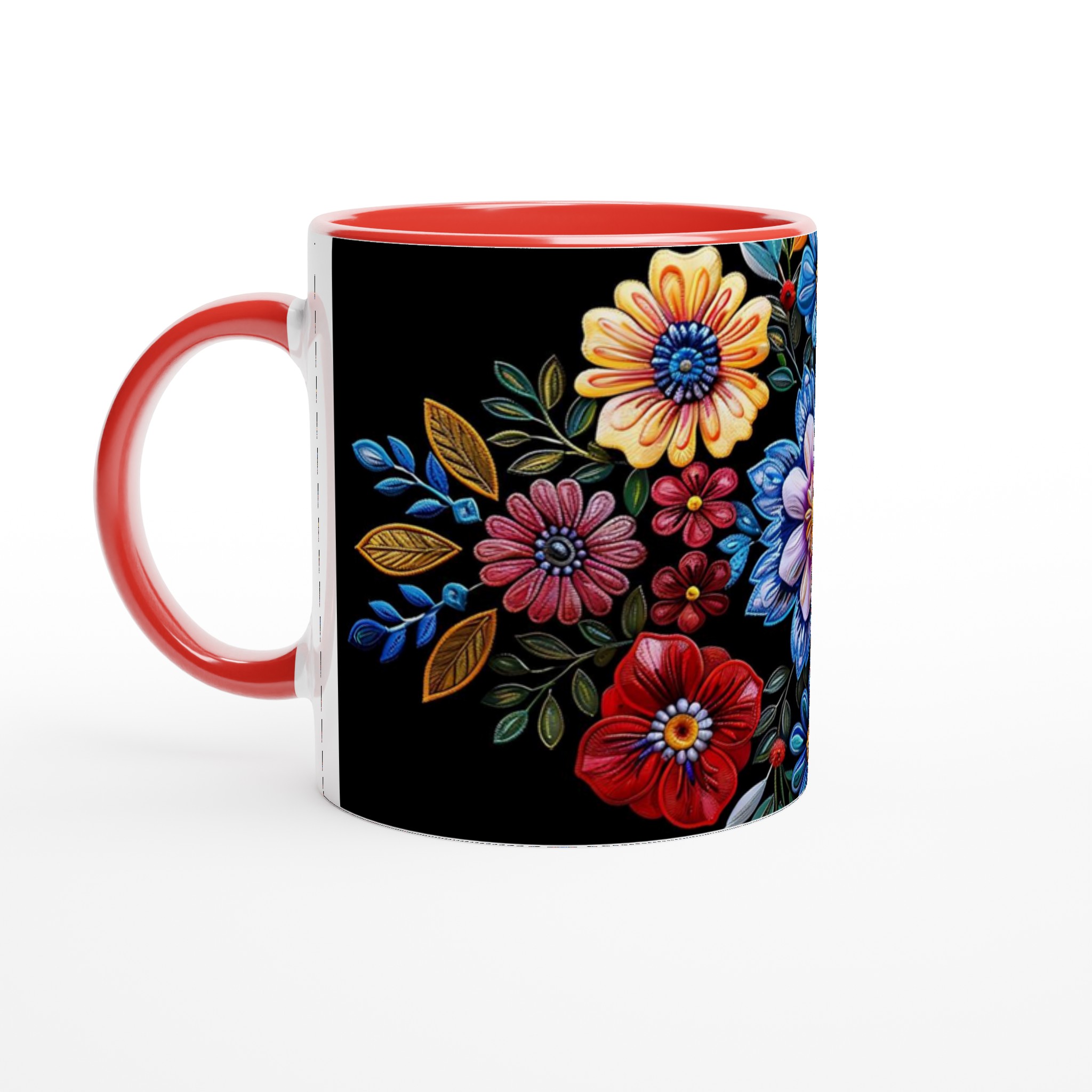 Färgglad Blommig Keramikmugg – Konstnärlig Design i 7 Livfulla Färger 5 d54b503b-6ecc-4fbe-b096-a0f9dcb974ea