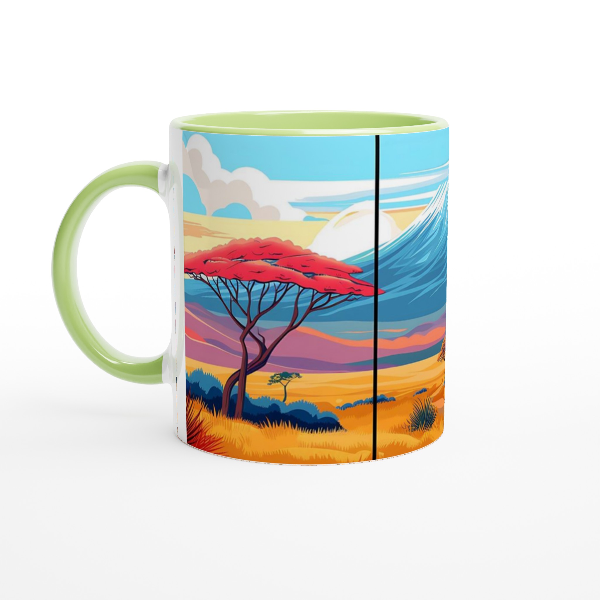 Kilimanjaro Solnedgång: Konstfull 11oz Keramikmugg i ditt val av sju livfulla färger 7 d554e00b-0c2a-4c88-afdf-e6681dbfaef3