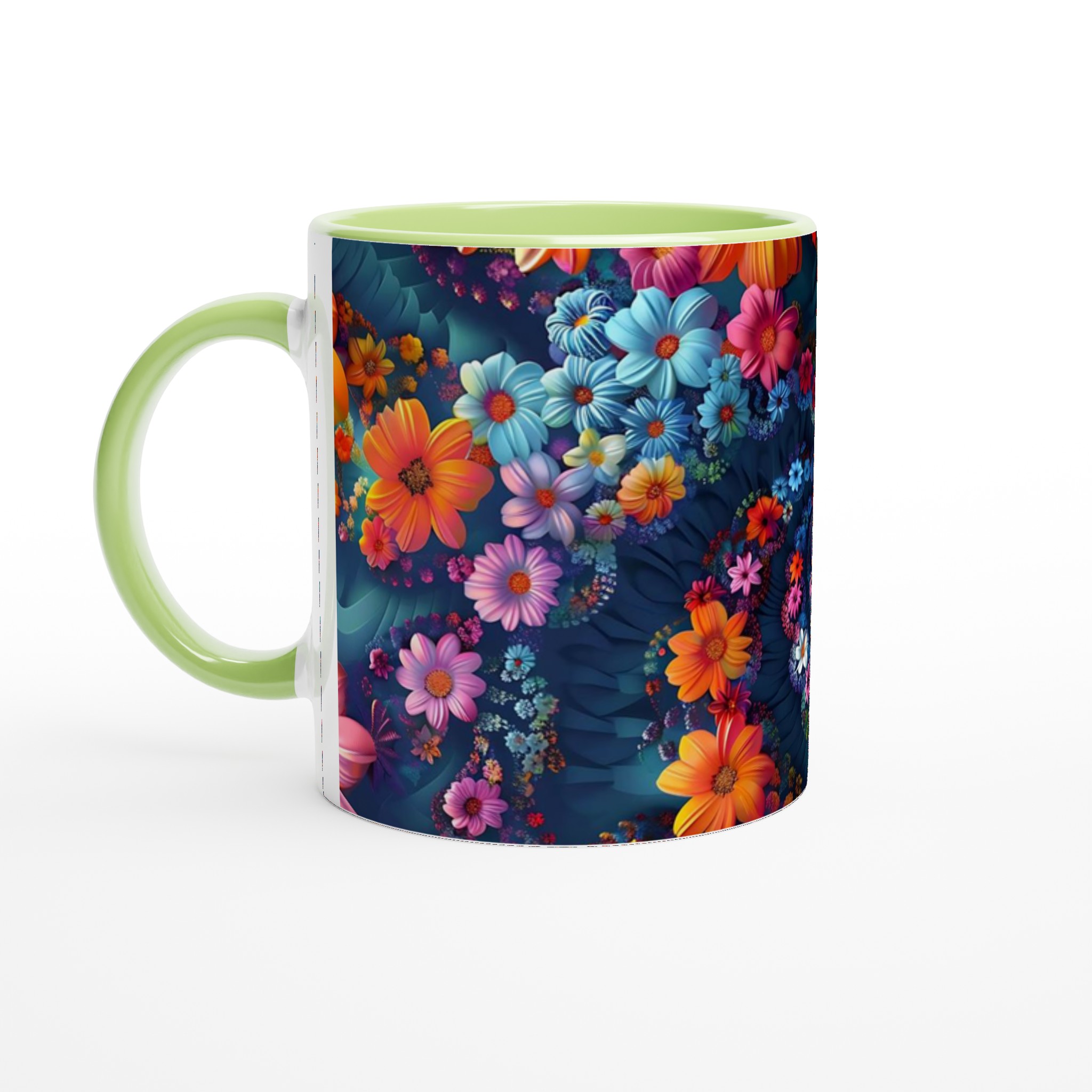 Färgexplosion: 11oz Keramisk Mugg med Livfullt Blomstertryck – Välj bland 7 Strålande Färger! 7 d56030eb-0cf0-453b-9d34-f6af069e281f