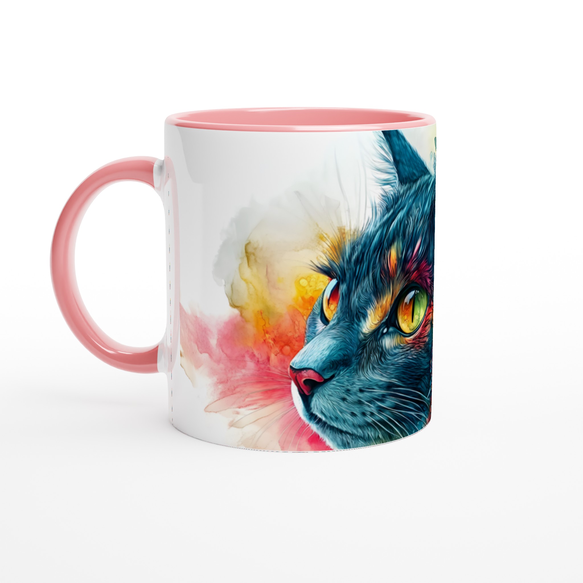 Färgsprakande Katt & Blomstermugg – 11 oz keramisk mugg för konstälskare 6 d560cbd6-4c8f-4647-96ec-3ecb364428ec