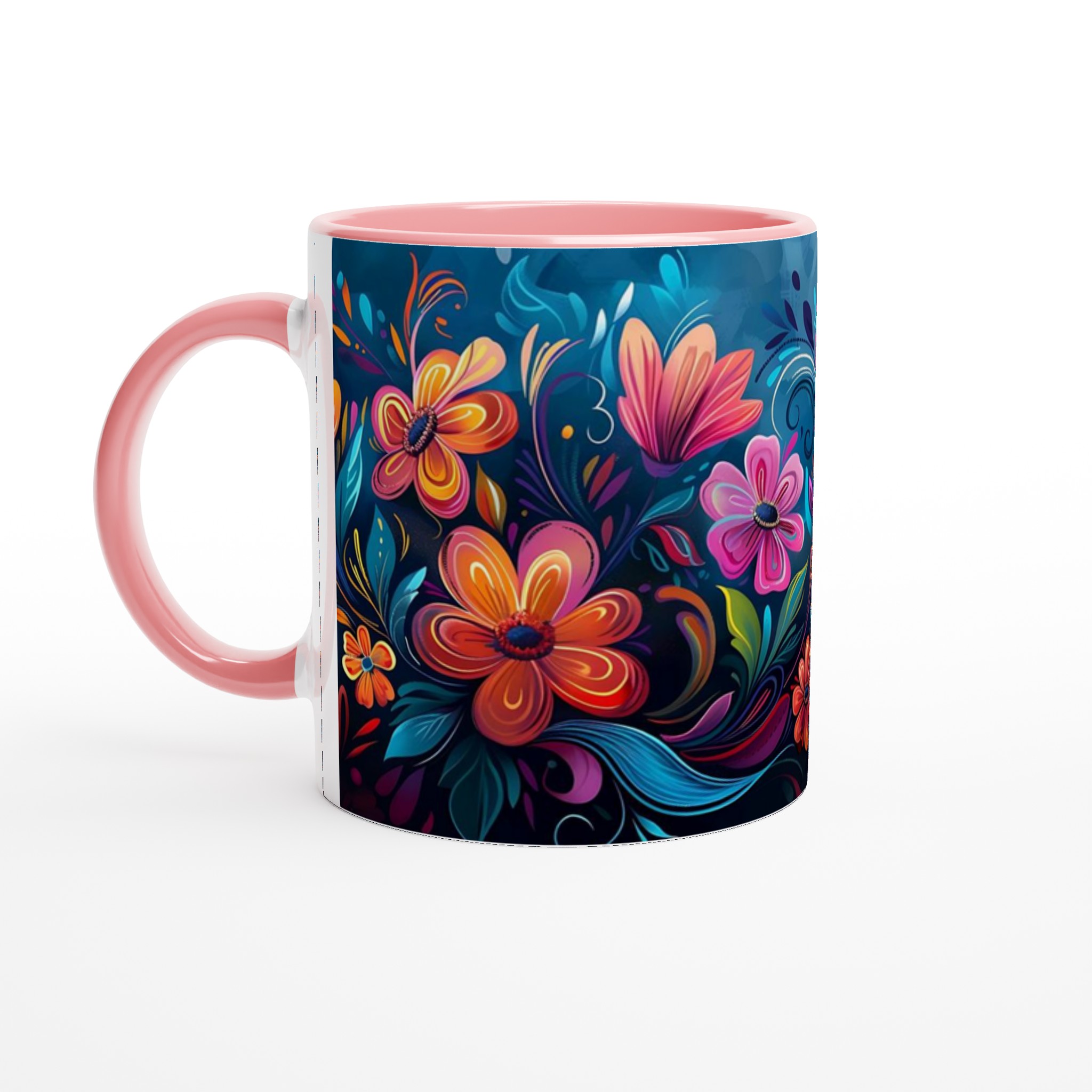 Färgsprakande Blomstermugg – 11 oz Keramisk Kaffekopp med Konstfullt Tryck i Valfri Färg 6 d56d8eaa-f941-4d66-a7d3-5f07a15c7797