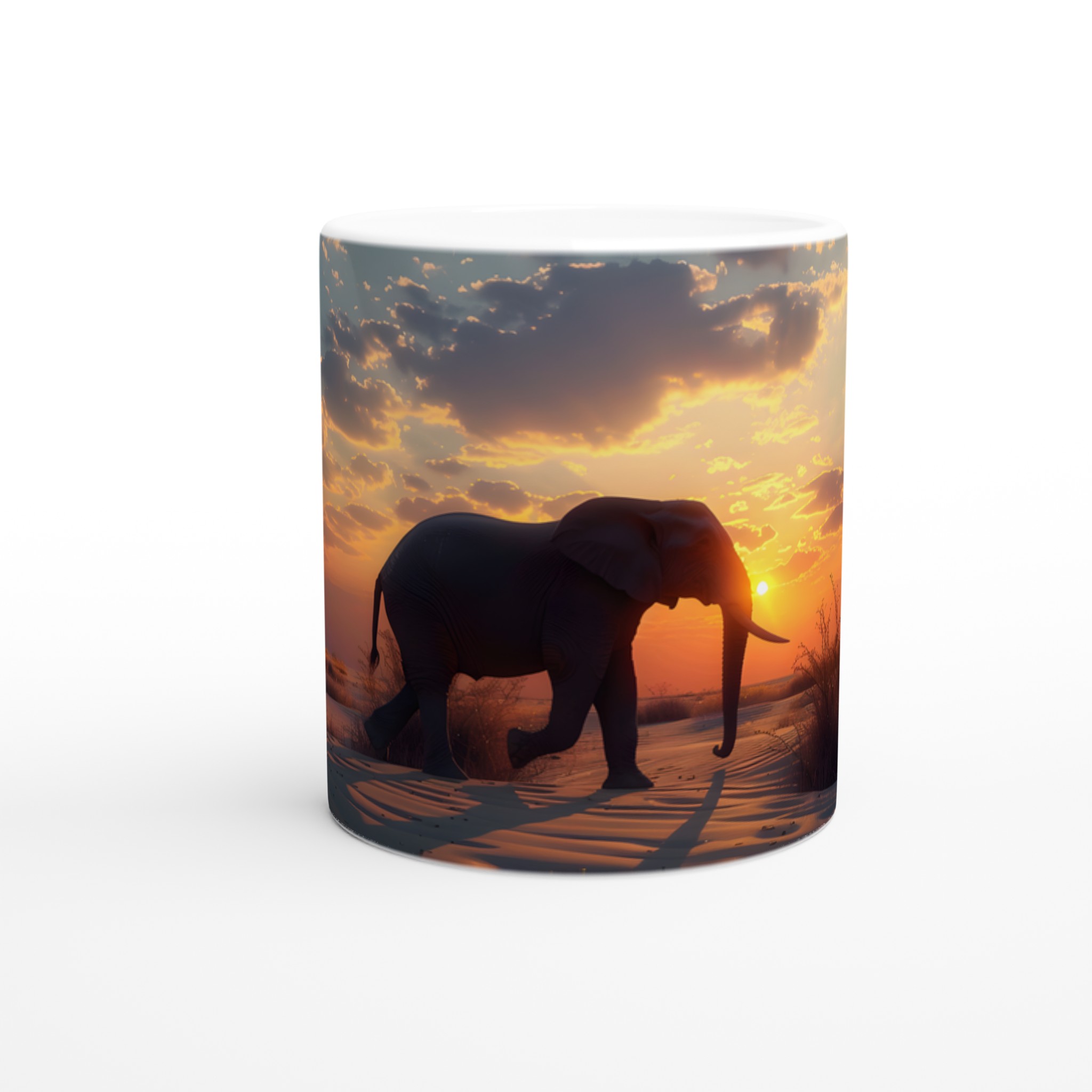 Majestätisk Elefant Mugg: Solnedgång över Savannen – Din 11oz Keramikmugg i Valfri Färg 8 d5802821-5092-4e40-bd97-a012465b65db