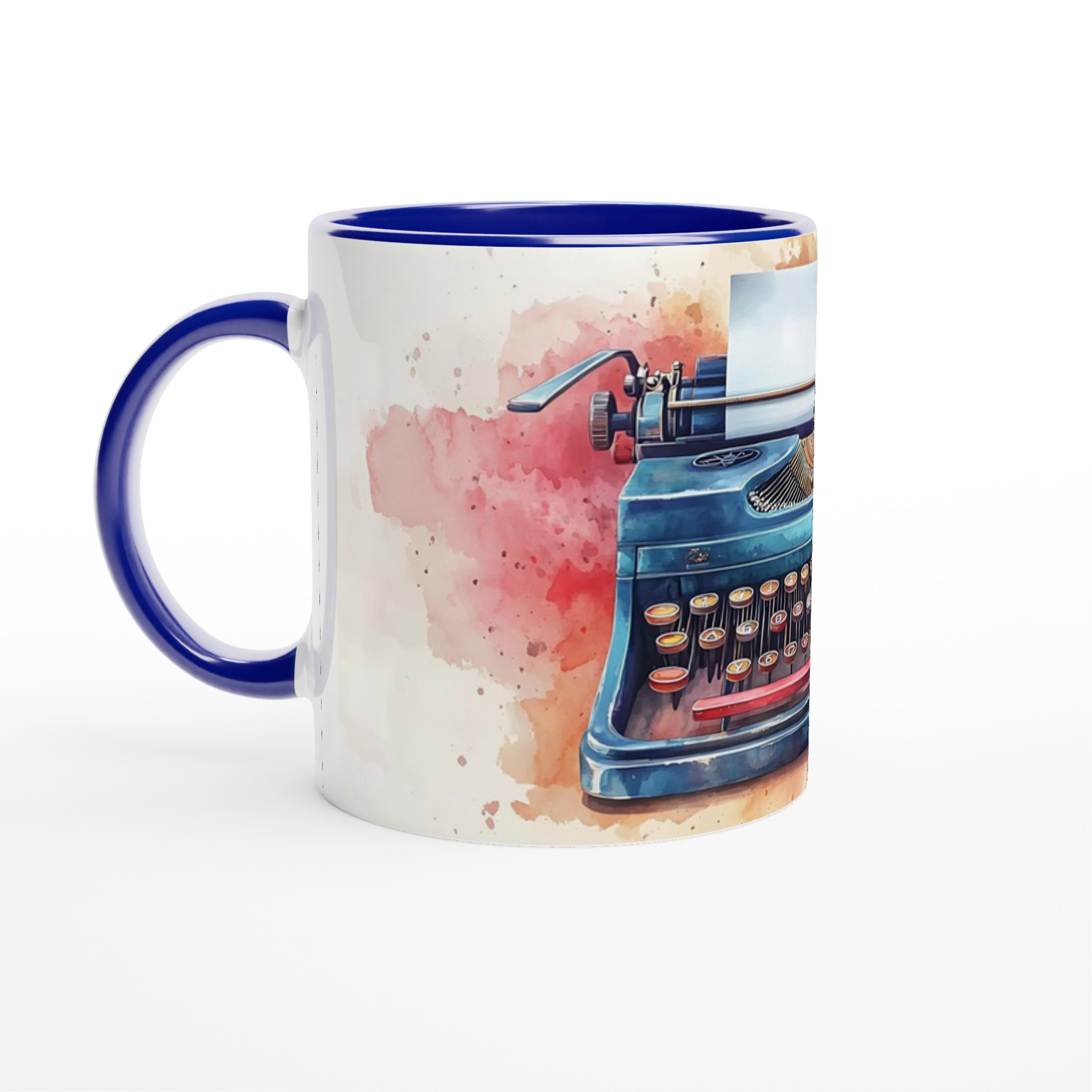 Retro Skrivmaskin Mugg – Konstnärlig Akvarelldesign i Flera Färger 2 d5c36688-2223-4033-bb0a-b90d911dc187