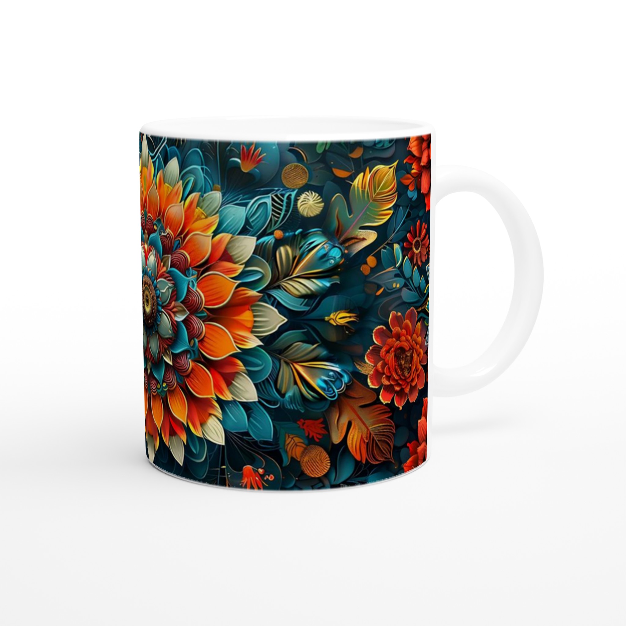 Tropisk Färgexplosion – 11oz Keramikmugg med Levande Blomdesign i ditt Val av Färg 9 d5ced654-79d2-4bb4-a877-04d1dd6ac702