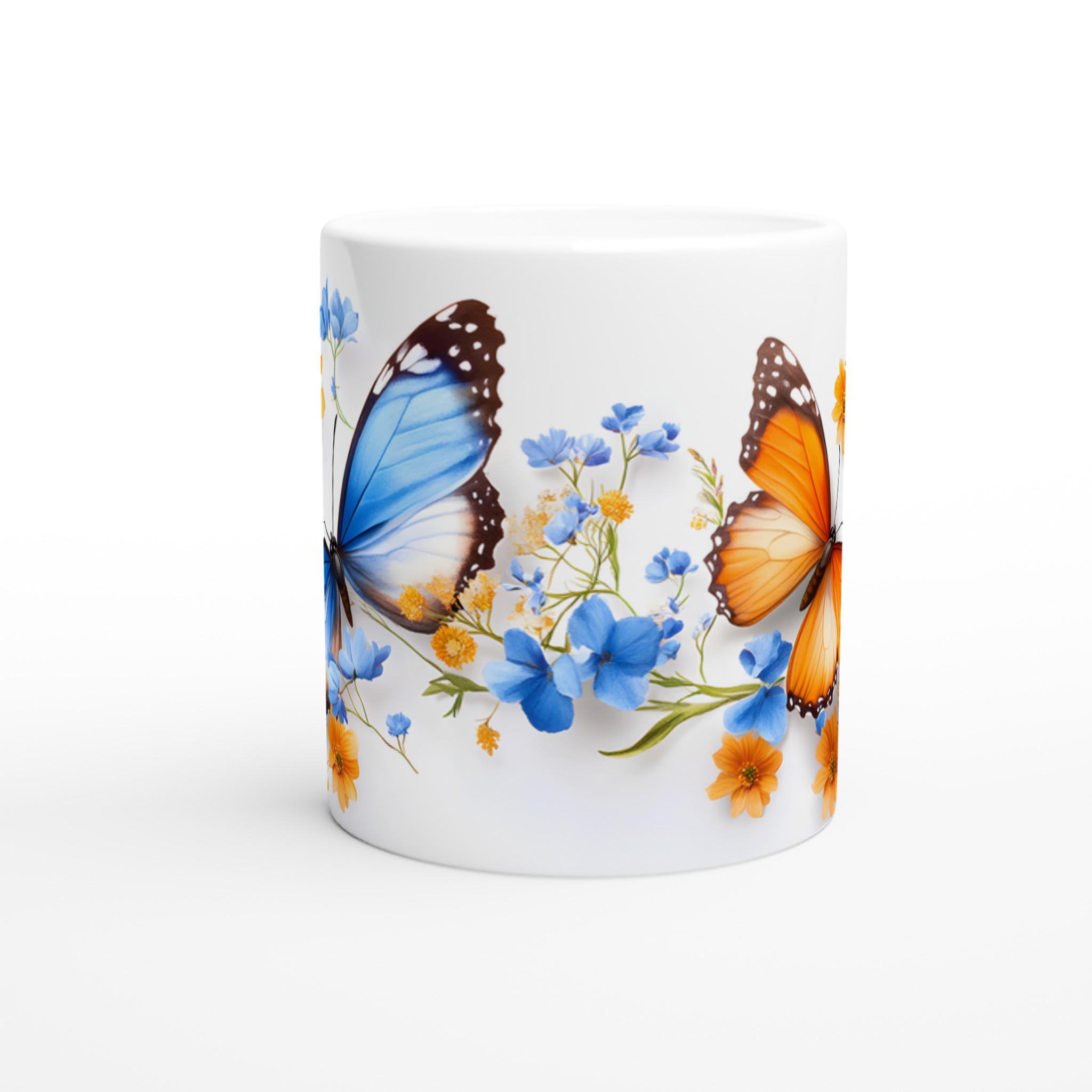 Fjärilsparads Mugg – 11oz Keramisk Mugg med Livfulla Fjärilar och Blommor i Flera Färger 8 d5e08005-d86d-46d1-bb47-9864c8730b29