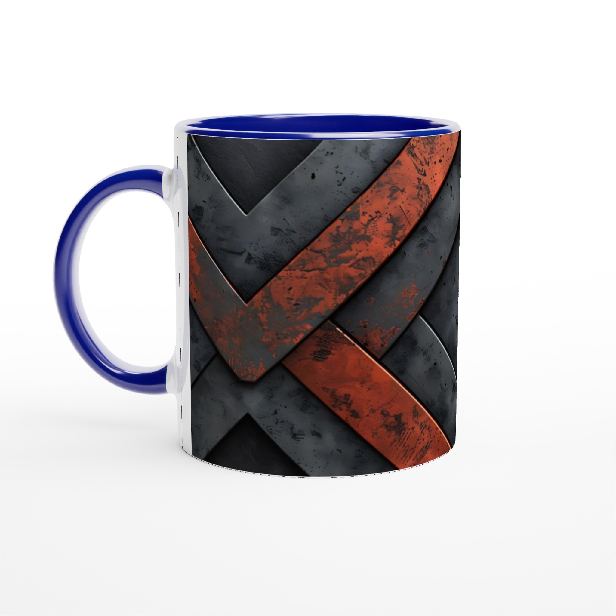 Vit 11oz keramisk mugg med rustik metall-inspirerad design i sju färgval 2 d5e6011e-cd9b-4781-b44f-50a2ee896b68