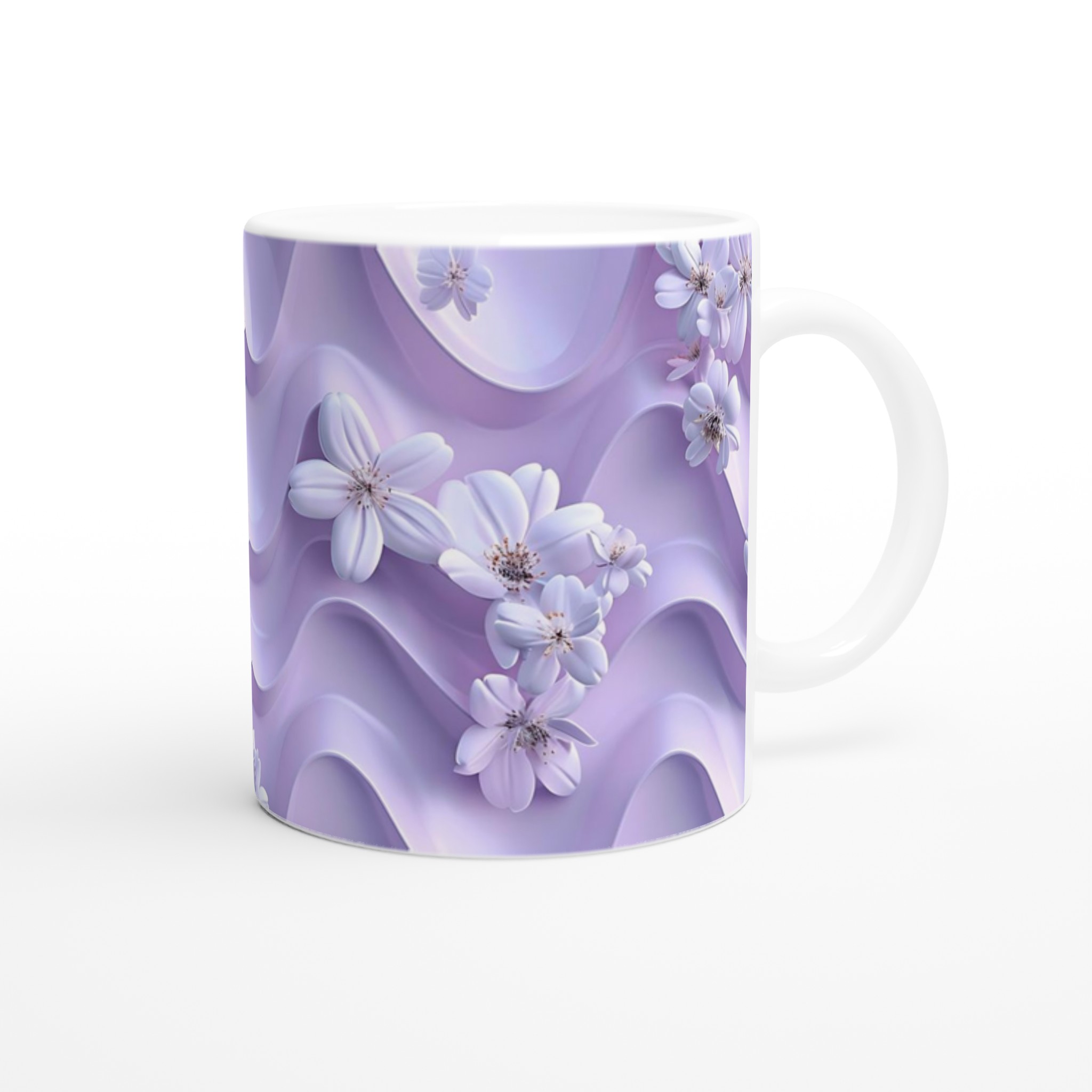 Vårblommor på Vågformad Bakgrund – 11oz Keramikmugg i Valfri Färg 10 d5ec98f9-6203-4245-b118-7fdefb65e1c3
