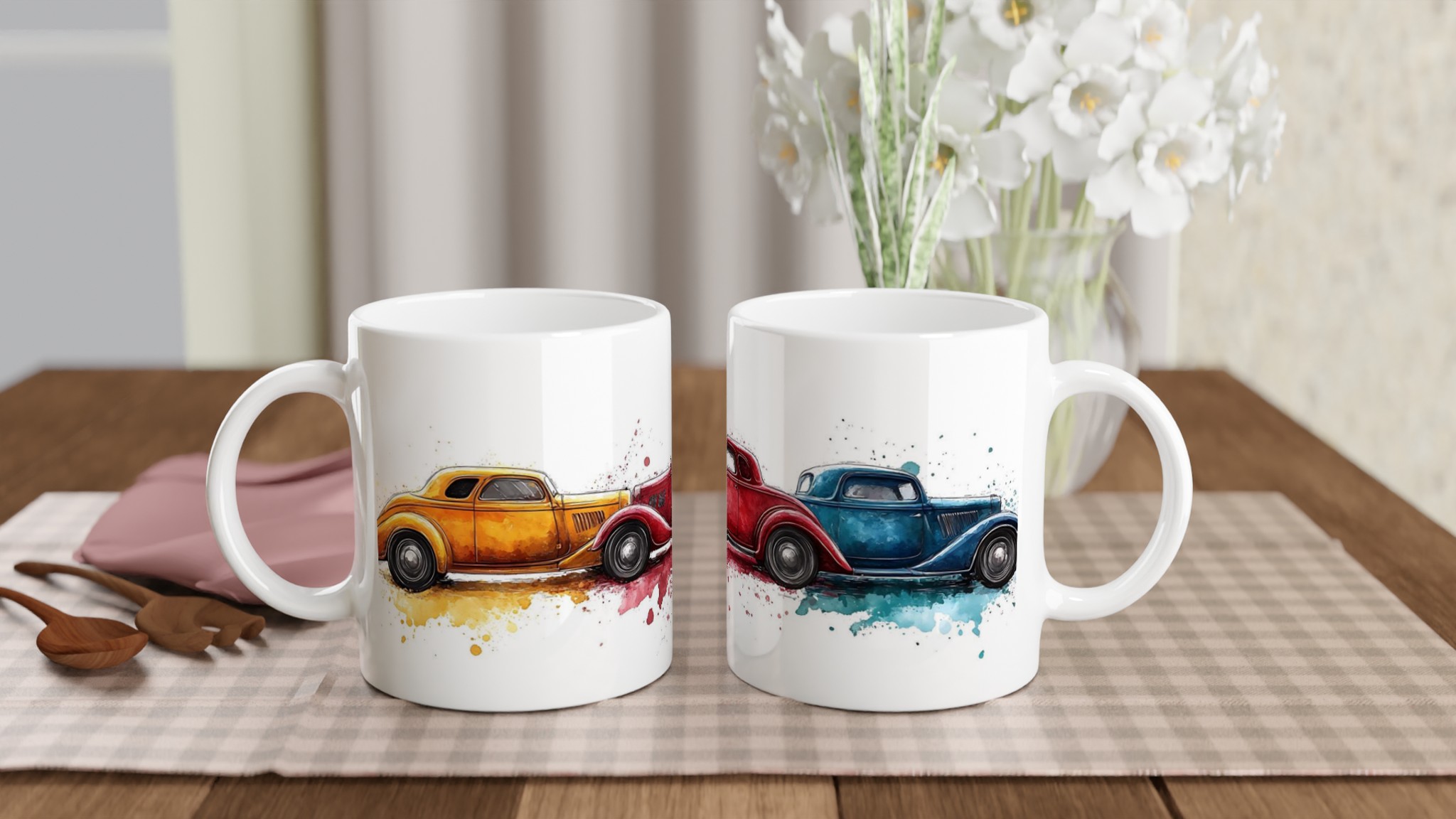 Klassiska Hot Rod-bilar – Akvarell Keramikmugg (11oz) – Välj din favoritfärg! 10 d5fd54c2-50ff-42a2-9d16-cc5a1957825e