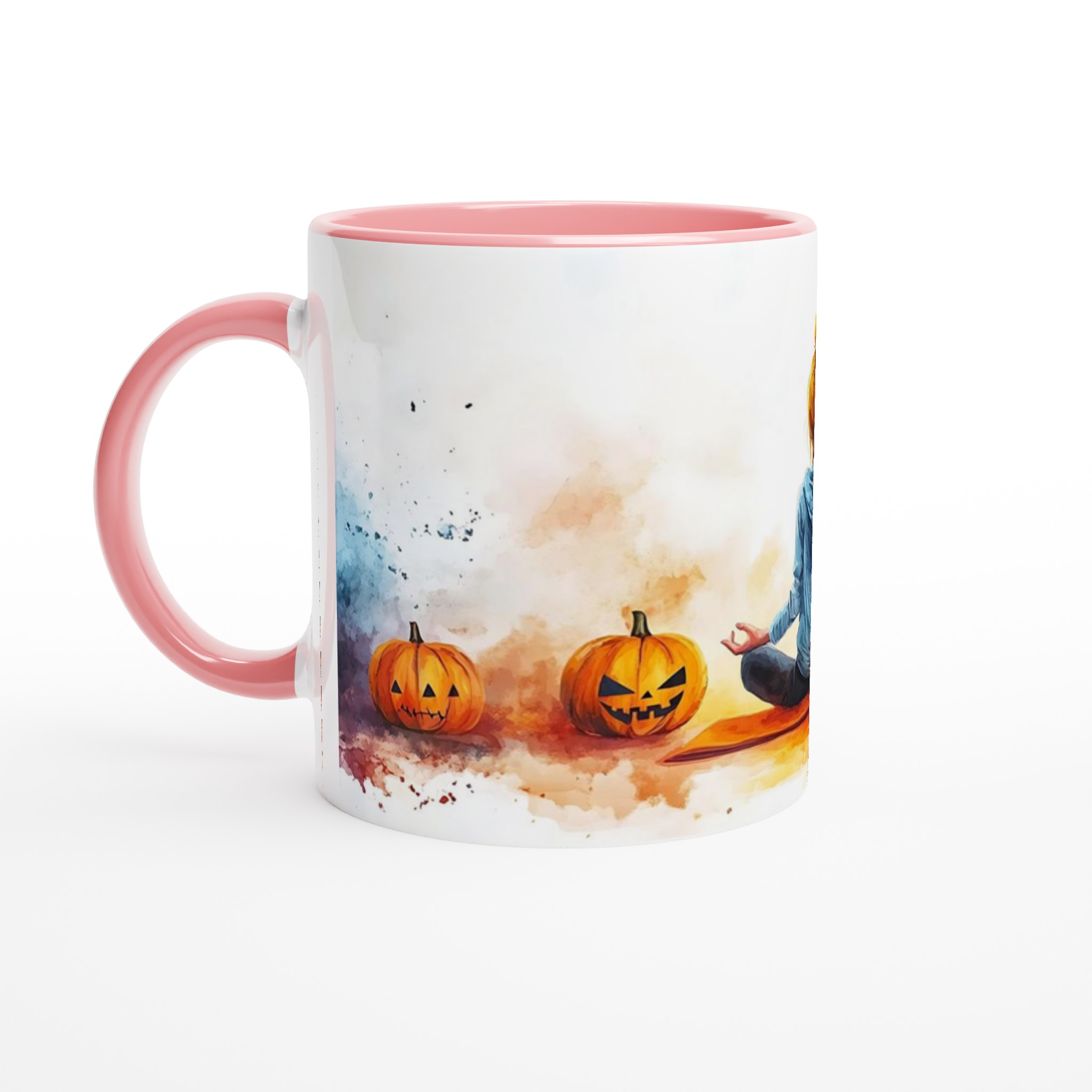 Zen Halloween Mugg - Skrämmande Avslappnad Yogapumpa i Akvarellstil, Välj bland Flera Färger 6 d64ff1b3-0559-4d0c-bcf5-ad01a2757358