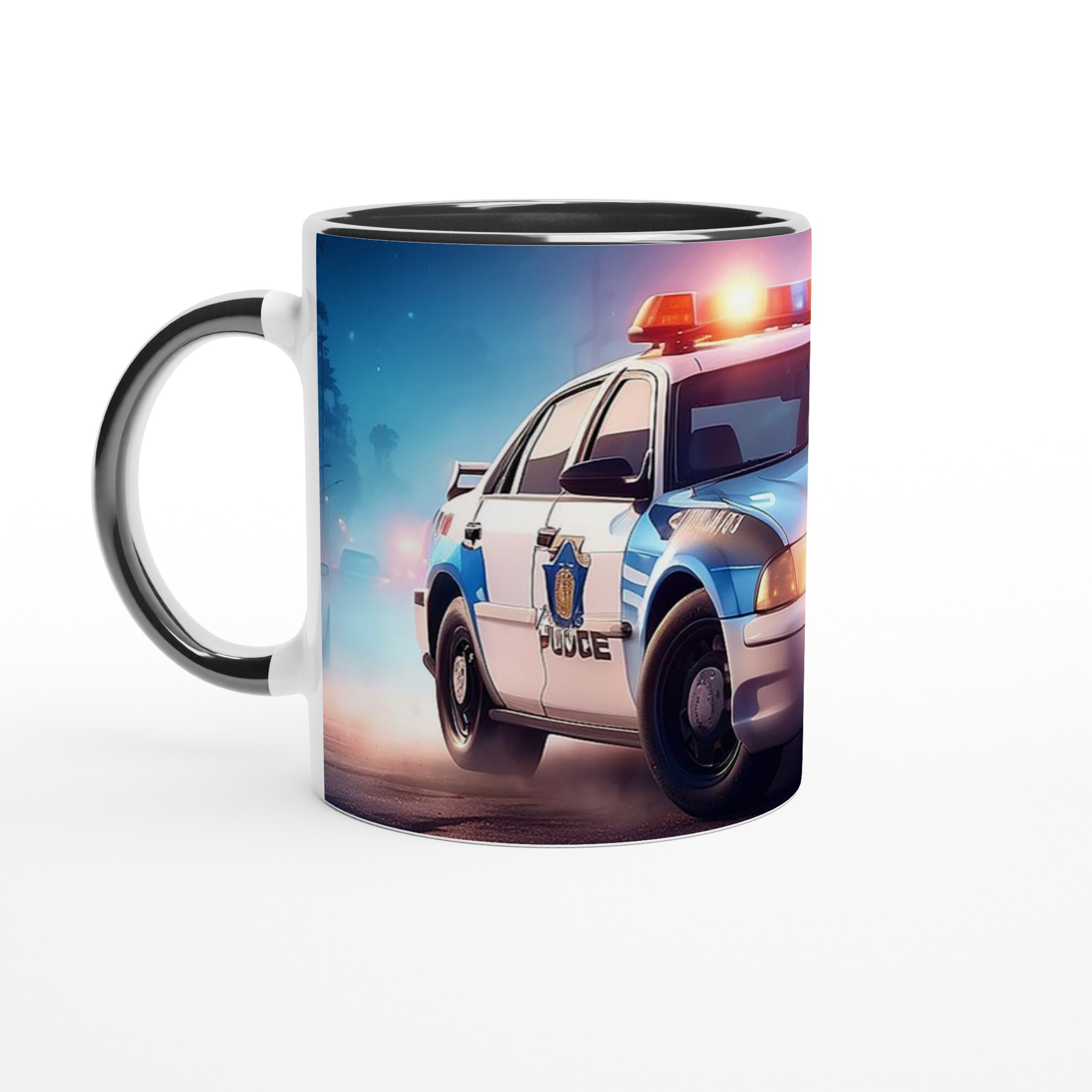 Vit 11oz keramisk mugg med dramatisk polisbil-design i sju färgstarka keramiska nyanser 4 d66424f8-68b6-4c35-946a-56e1f3a4ae3b