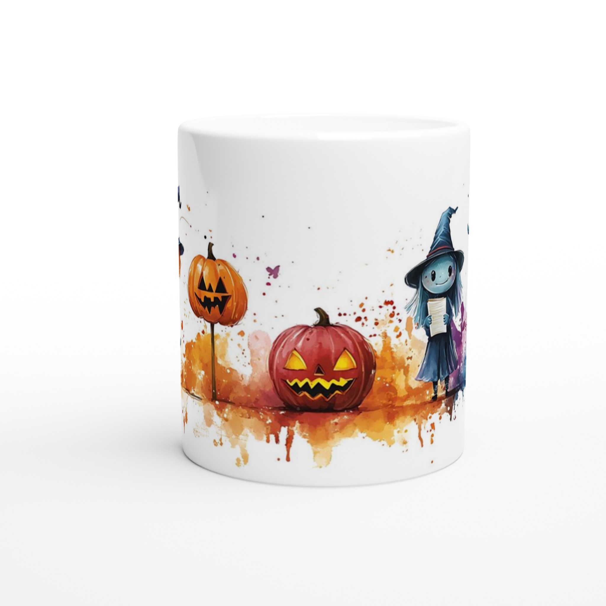 Förtrollande Halloween Vattenfärgsmugg – 11oz Keramisk Mugg med Lekfulla Monster & Pumpor 8 d679679c-a431-4118-bab8-be0b4aa384f5