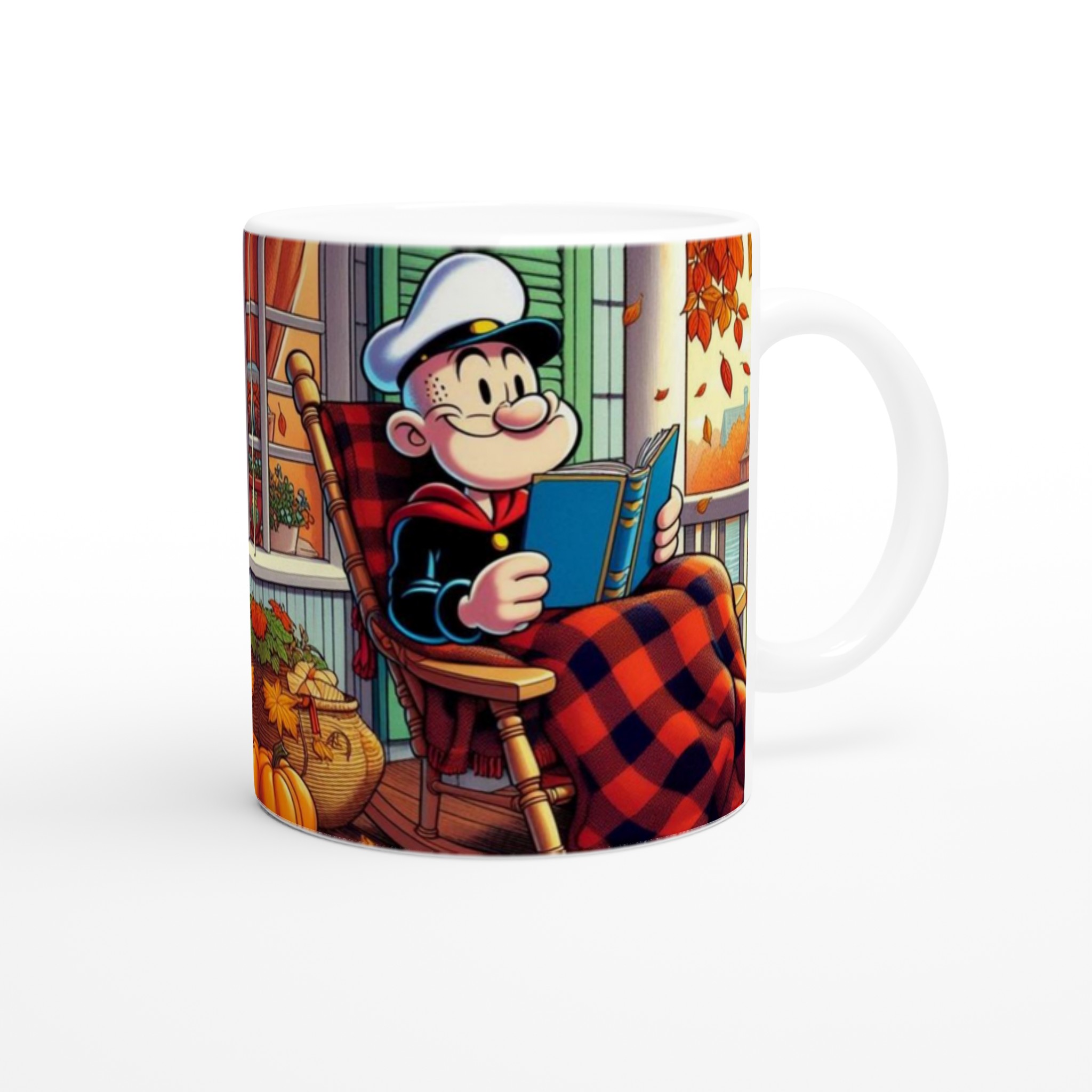Vit 11oz keramisk mugg med höstinspirerat motiv i varma färger 9 d68977dd-f34d-49ae-b022-26d3d5439f7c