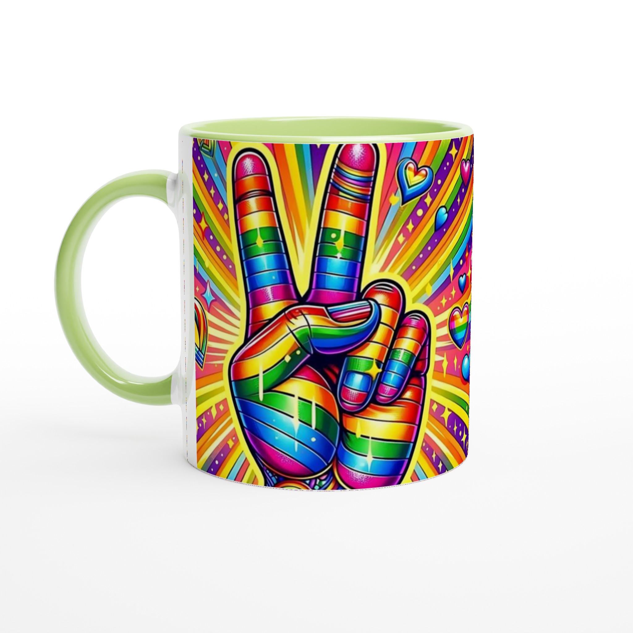 Vit 11oz Keramisk Mugg med Livfull Regnbågsdesign – Välj Bland Sju Färgstarka Nyheter 7 d6bf29ba-77b1-4f61-ac4f-cdb34ab15f5b