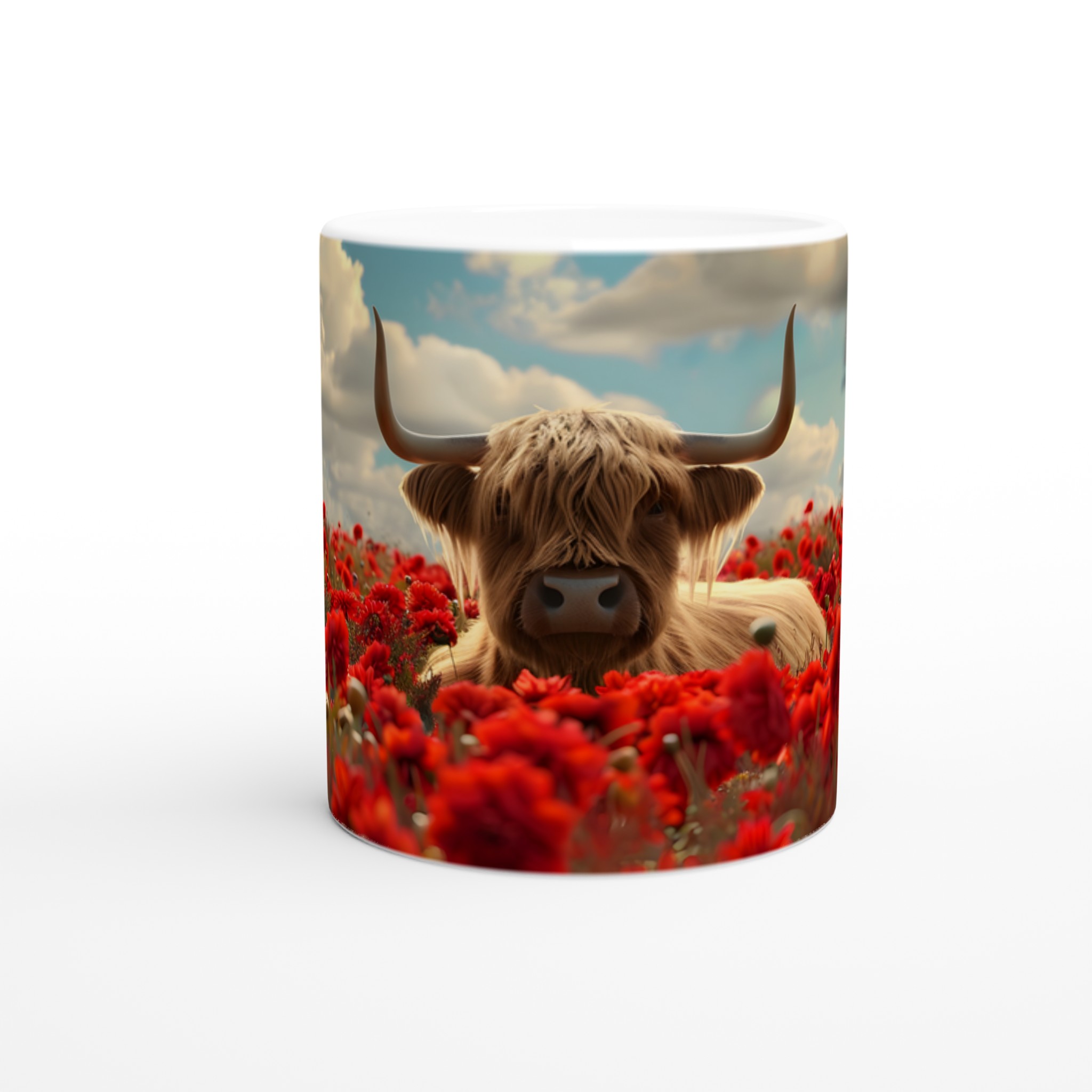Highland Ko Mug – Charmig Illustration i Röd Vallmoäng – Välj bland 7 Färgstarka Muggar 8 d6e00d15-ea9e-4faa-948b-af6a99052457