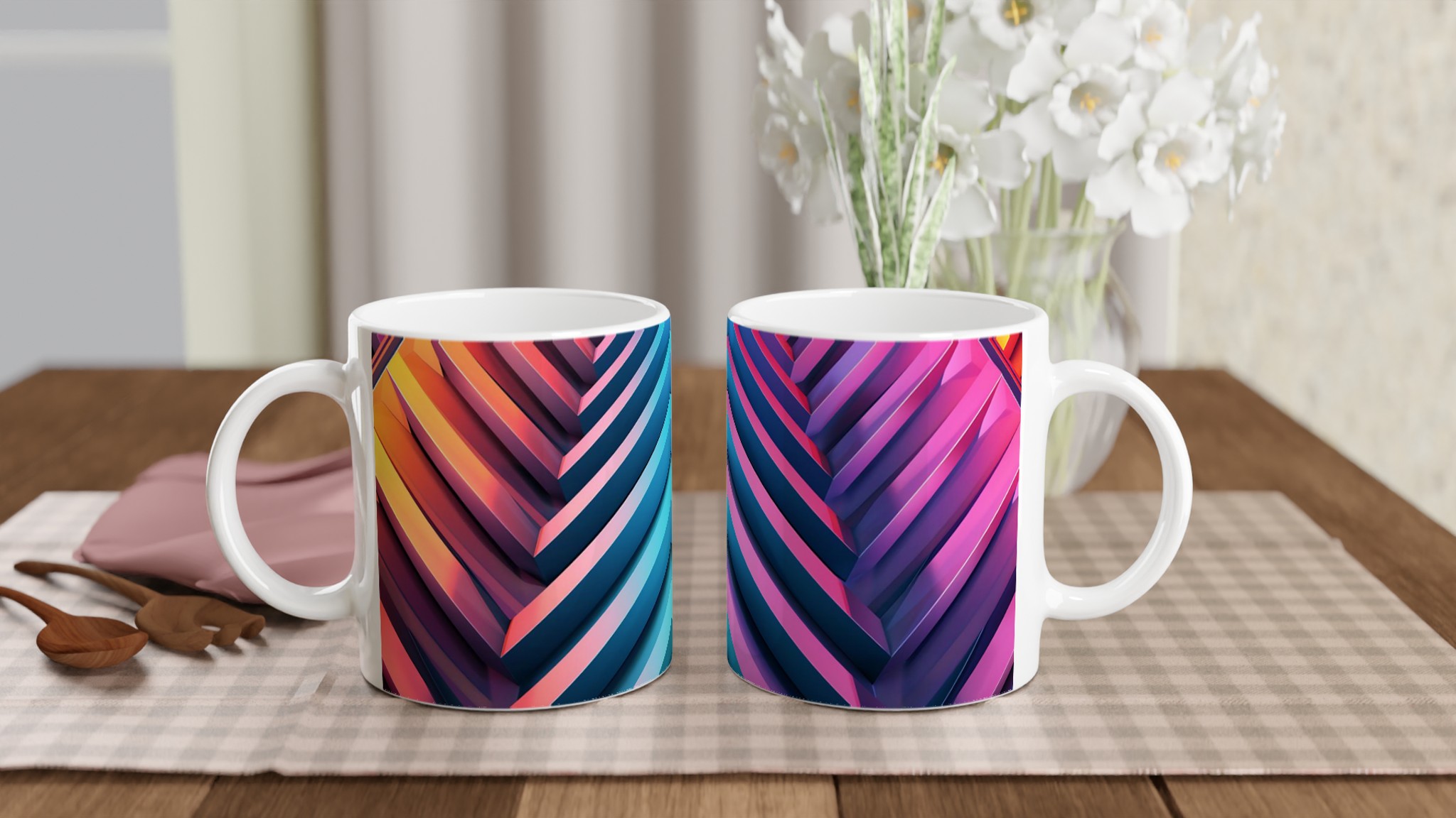 Abstrakt Chevron Mugg – 11oz Keramisk Kaffekopp i Levande Neonfärger, Perfekt för Den Moderna Vardagen 10 d6f217d2-0d6b-4964-b78b-836696f9e3dd