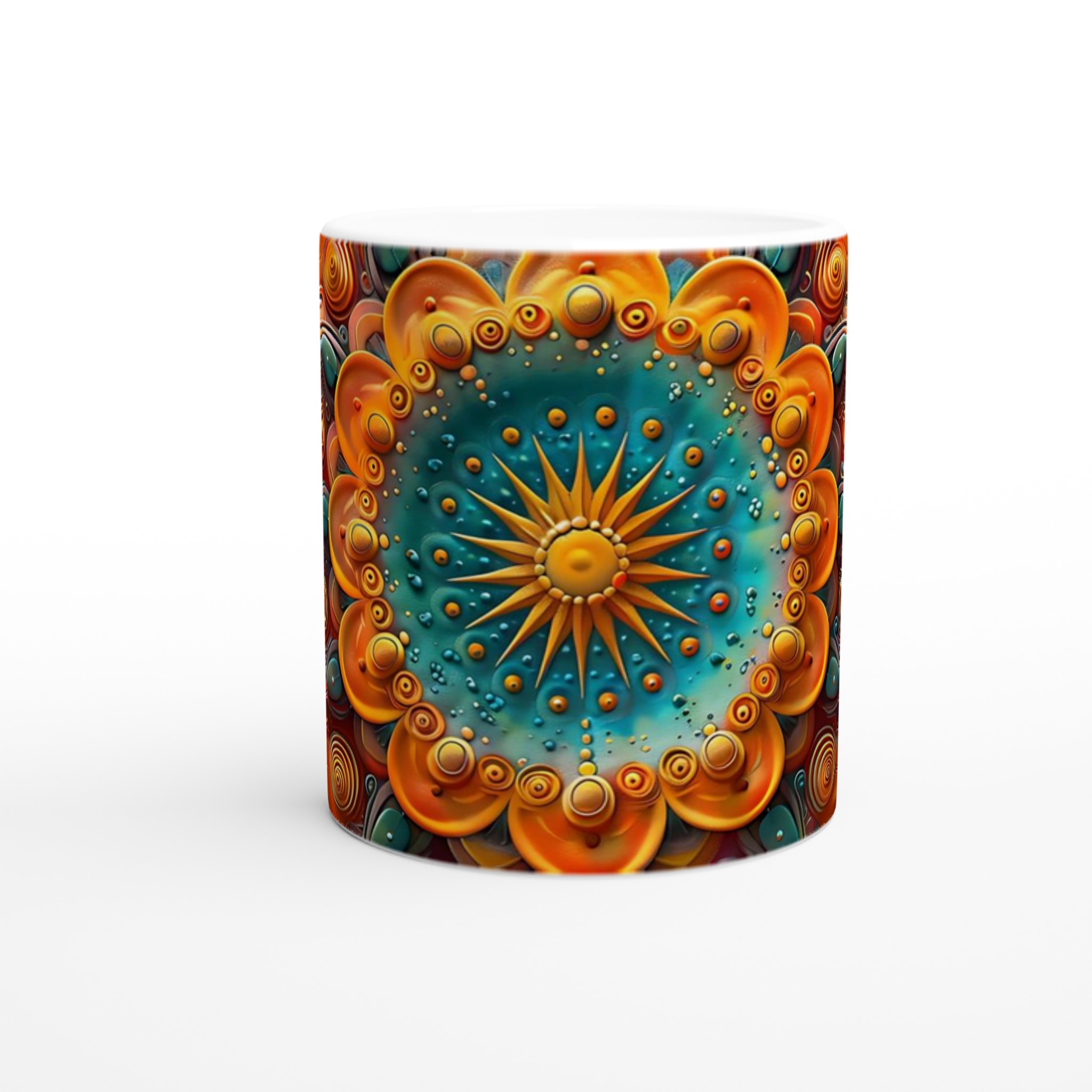 Abstrakt Mandala Keramikmugg - Livfulla Turkosa och Orangea Mönster 8 d7346512-6b86-40a3-b9a1-33b75bd7c41c