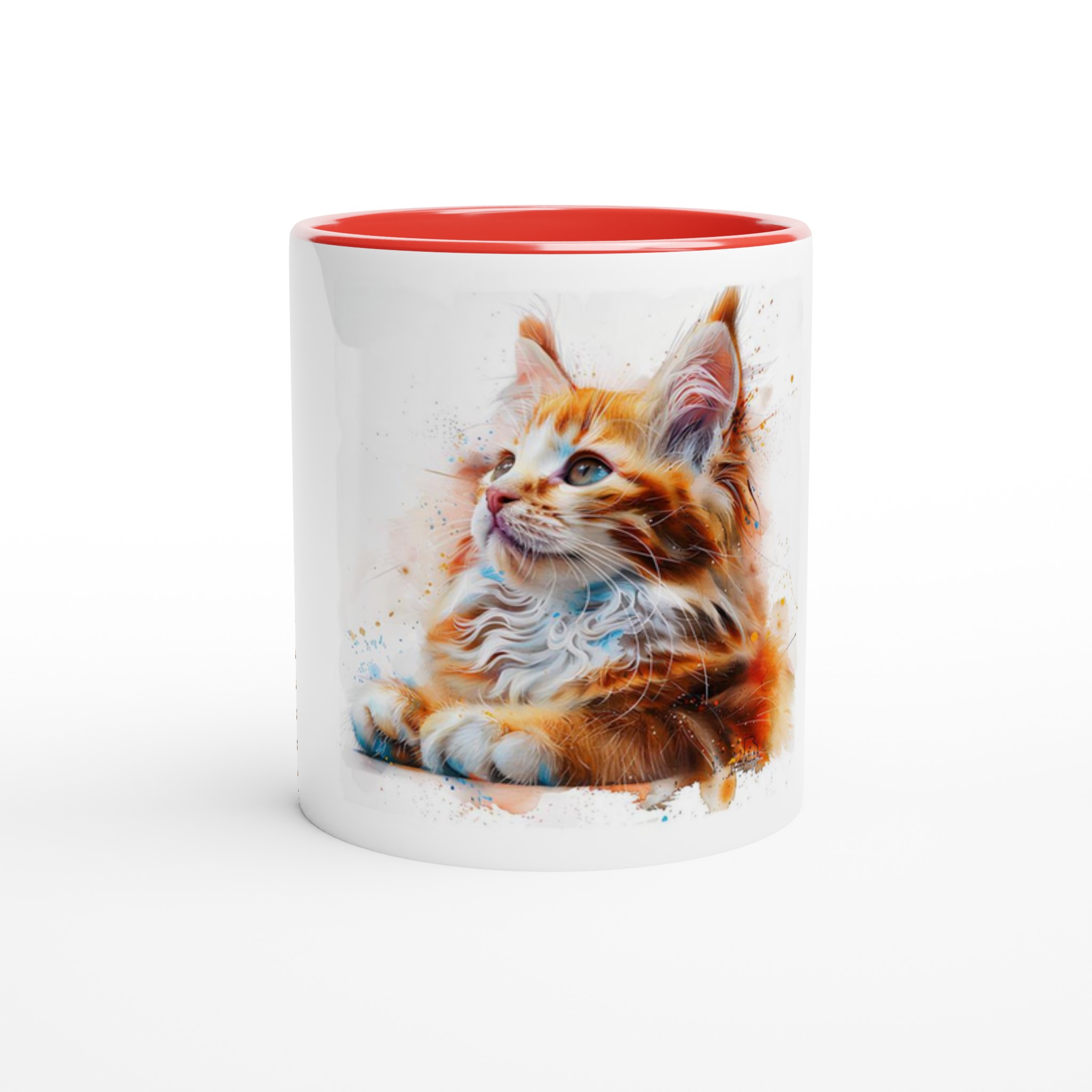 Kattunge i akvarell – 11oz Keramikmugg med färgad insida och handtag 2 d74d998e-86f2-4df1-9fa2-9561874e96ce