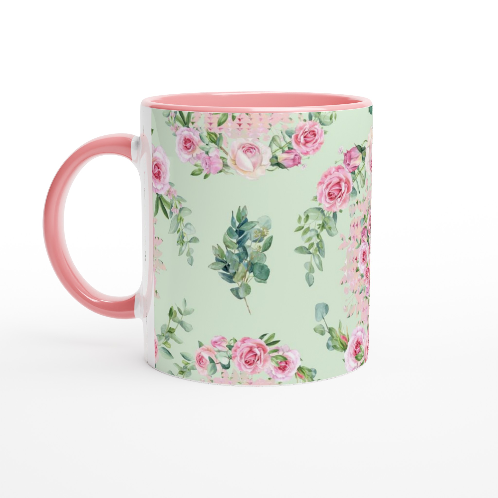 Vit 11oz keramisk mugg med romantiskt blomstertryck i mjuka pasteller 6 d758da07-ccbb-46d6-9516-9cd0ad2b0f5b
