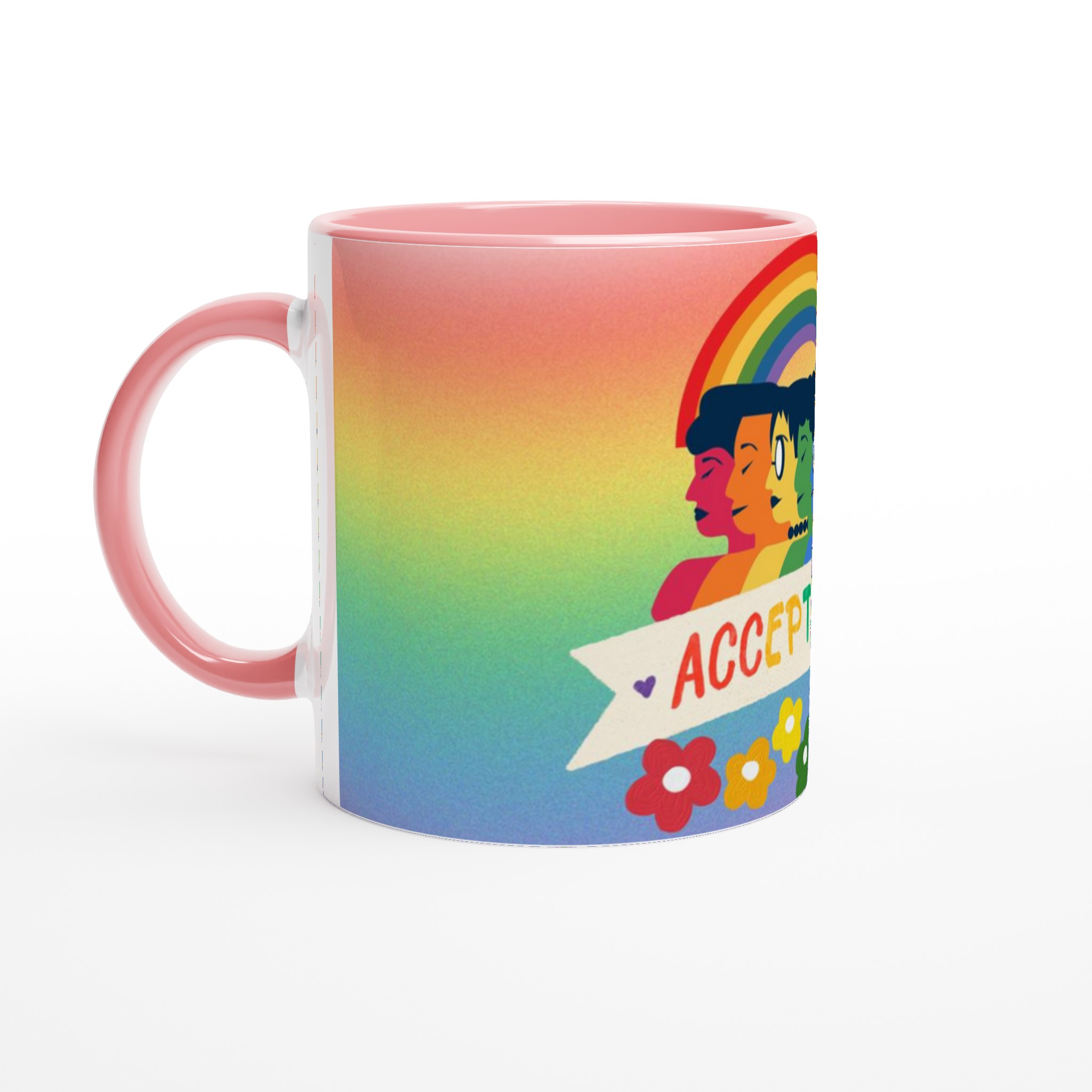 Vit 11oz keramisk mugg med färgglad Acceptans-design i sju levande nyanser 6 d7b63c7f-0080-478d-a9c4-693dc987d891