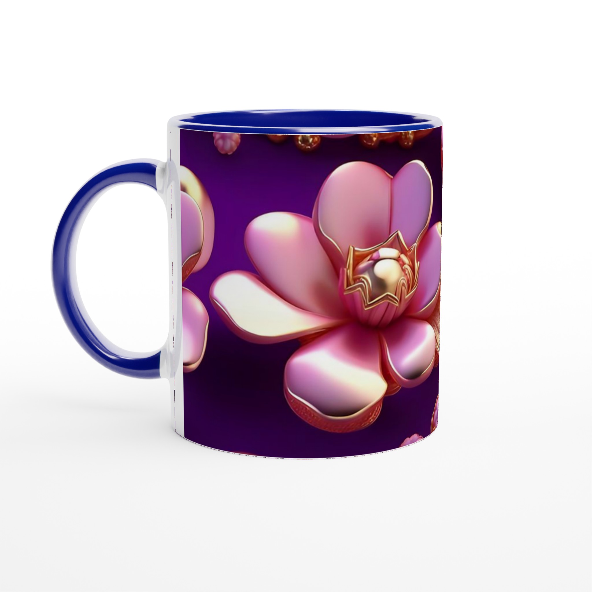Vit 11oz Keramisk Mugg med Eleganta Rosa och Guldaccenter – Välj Din Favoritfärg 2 d7bb4af9-d63b-4e05-92dd-f96d132f4f72