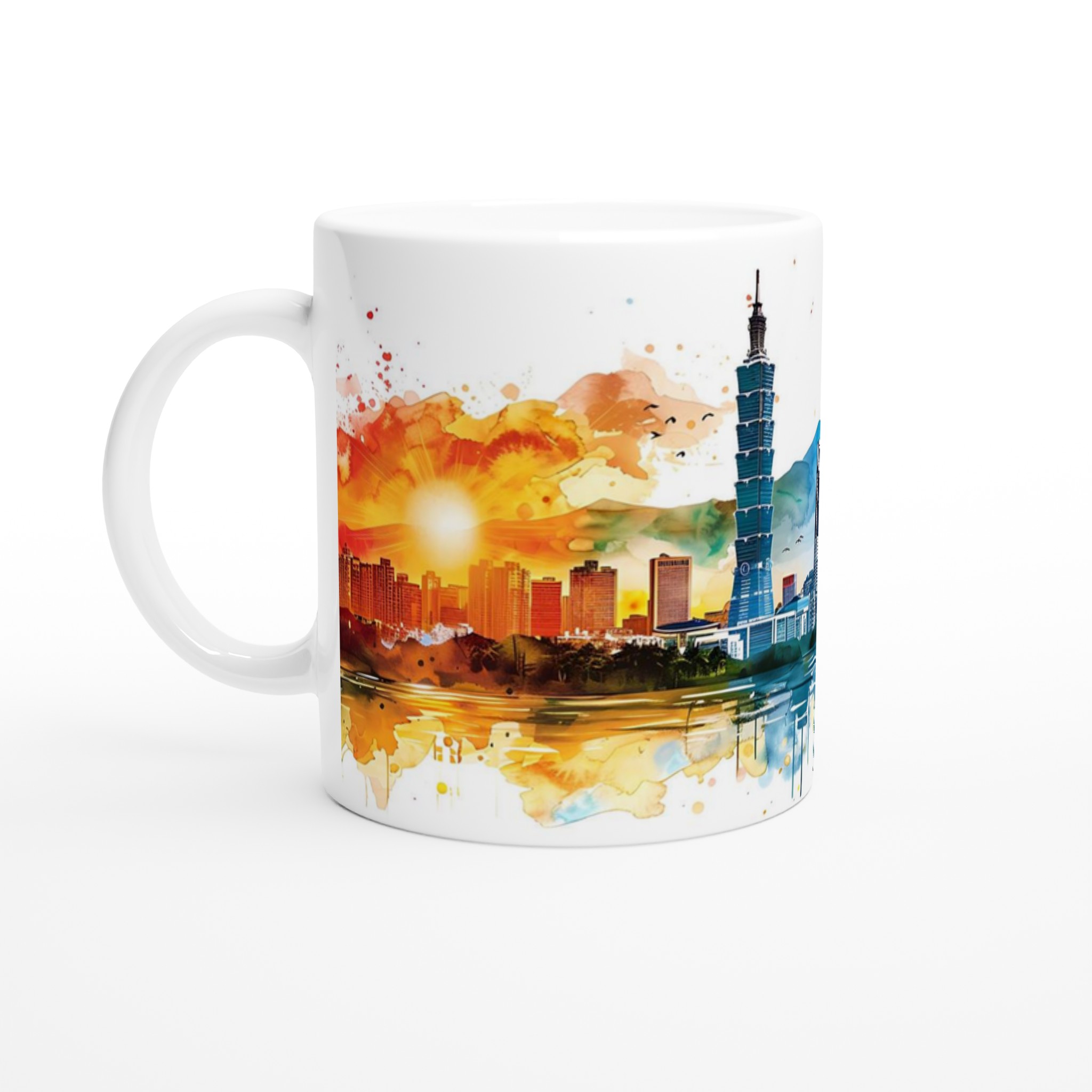Taiwans Stadssilhuett i Akvarell - 11oz Keramisk Mugg i Valfri Färg 1 d7c8fb32-1477-447b-adb3-a985d5d76779
