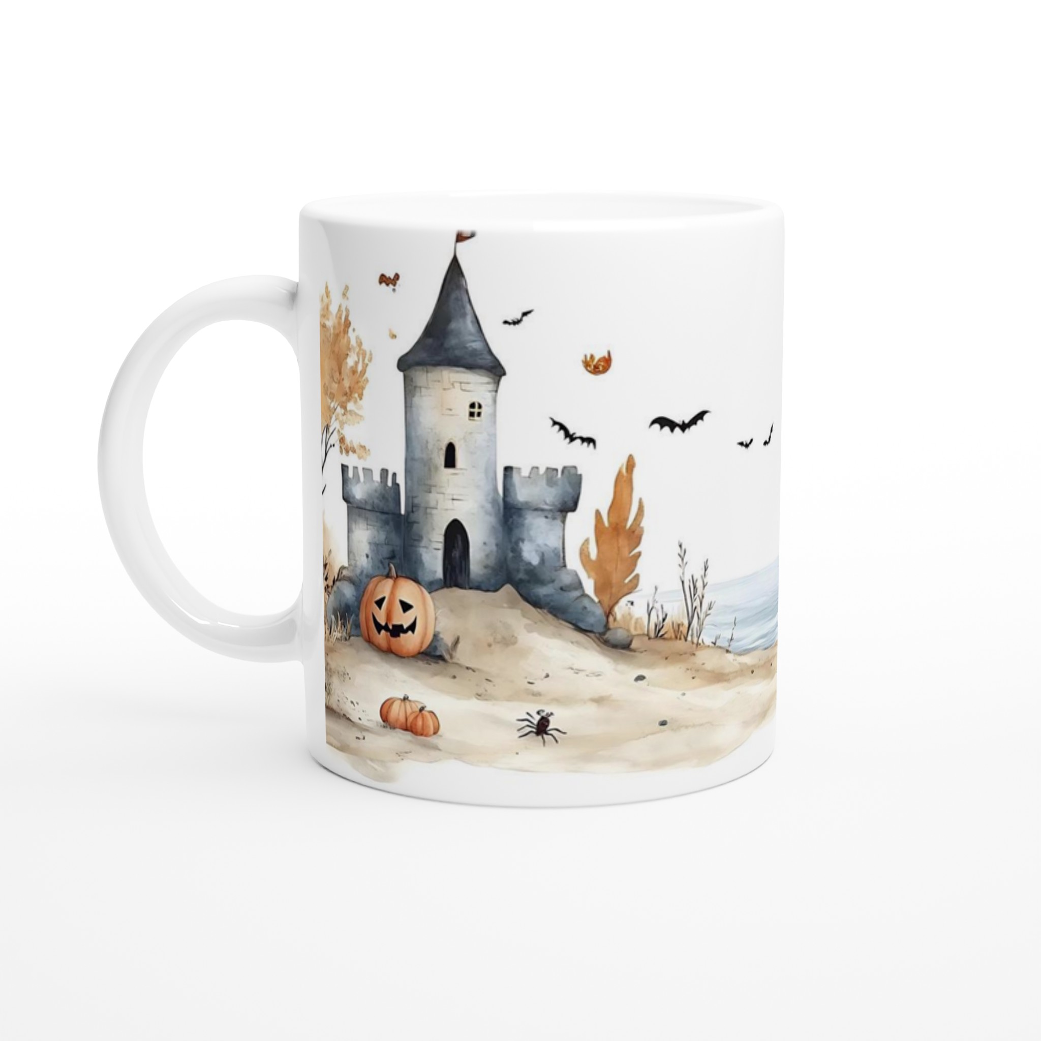 Mystisk Halloweennatt – Akvarellmugg med Slott och Pumpor i Valfri Färg, 11oz Keramik 1 d7cb4871-8ff1-4dd9-aec9-d053a9468fec