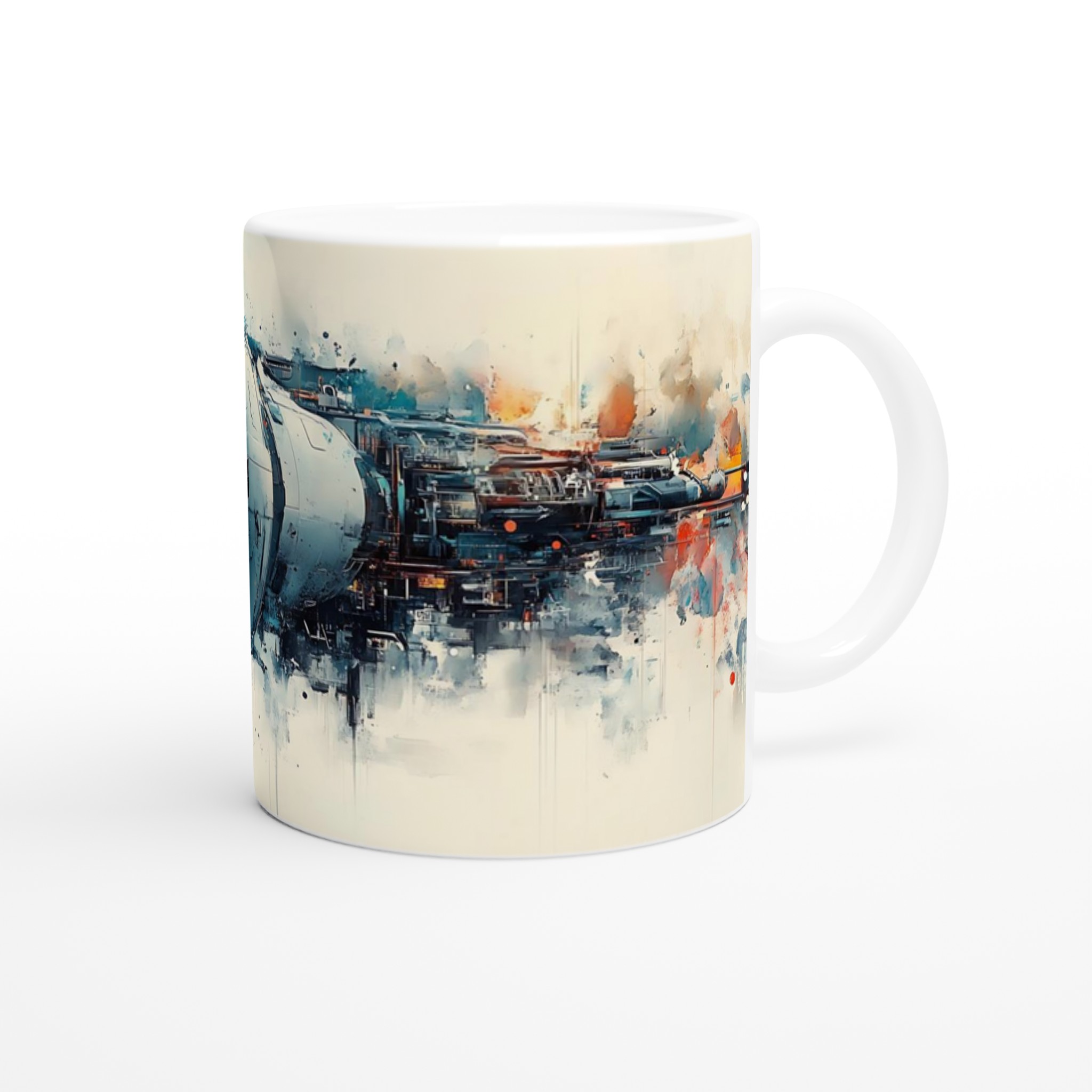 Vit 11oz keramisk mugg med futuristisk rymddesign i flera färger 9 d7d0a9bd-71f5-4ba5-bf2b-3ebd4e55124d