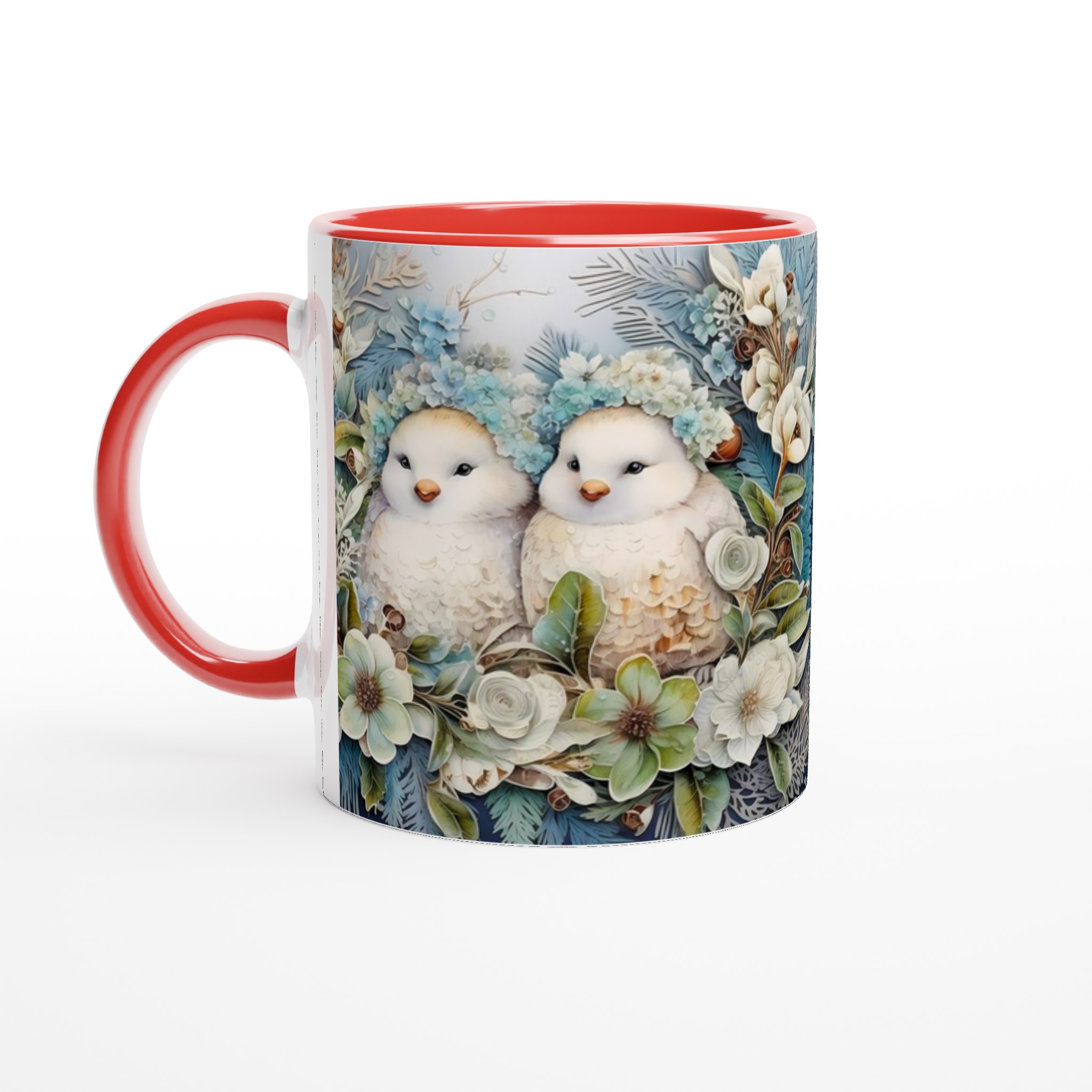 Charming Vinterfåglar Mugg – Söt Design med Blå Blomster & Fåglar, 11oz Keramikmugg i Valfri Färg 5 d7e97f65-0347-4f33-9563-e8df4a66e3bc