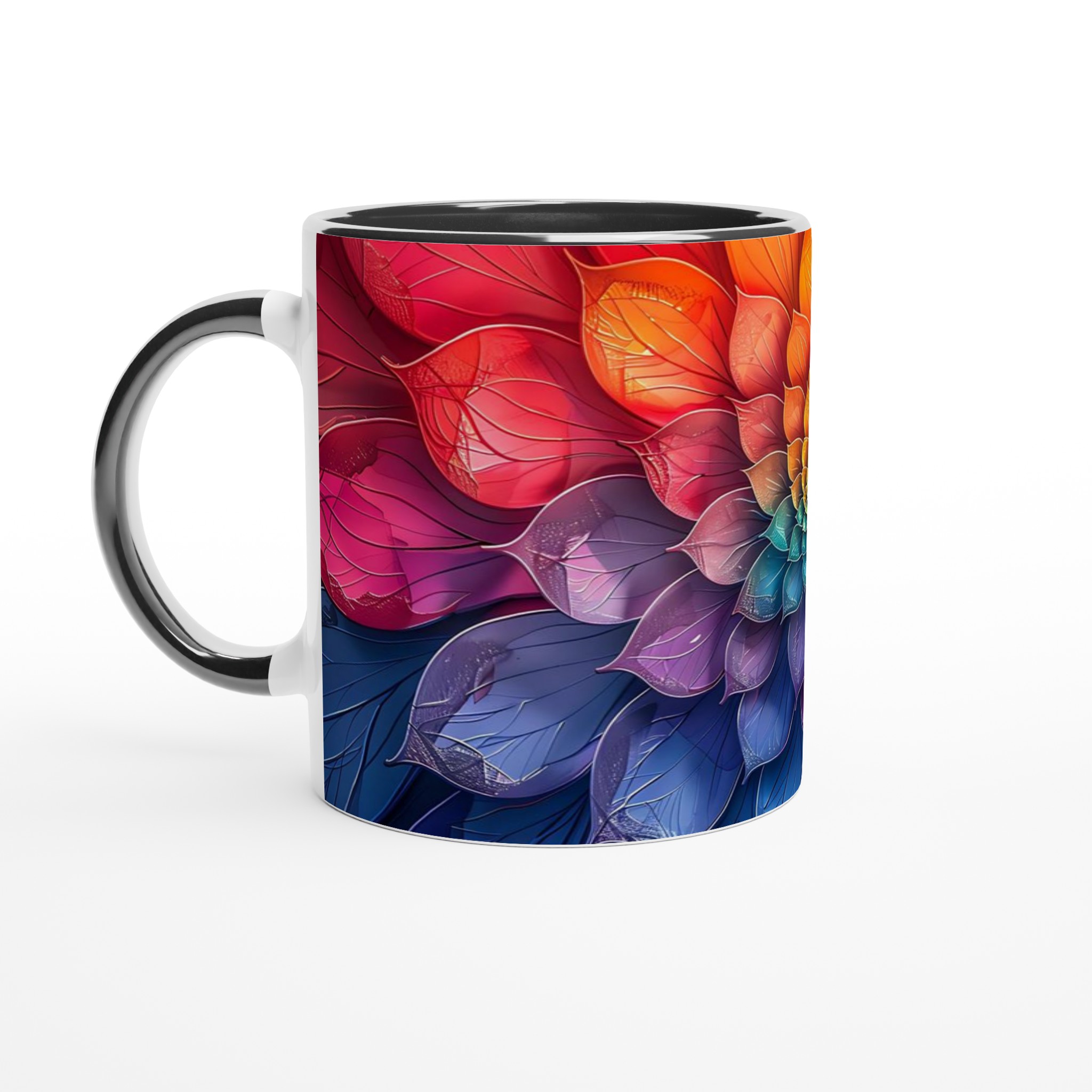 Färgsprakande Blommönster Mugg – 11oz Keramikmugg i ditt val av 7 livfulla färger 4 d7fa50fd-32b9-427a-903e-ab419a7b871d