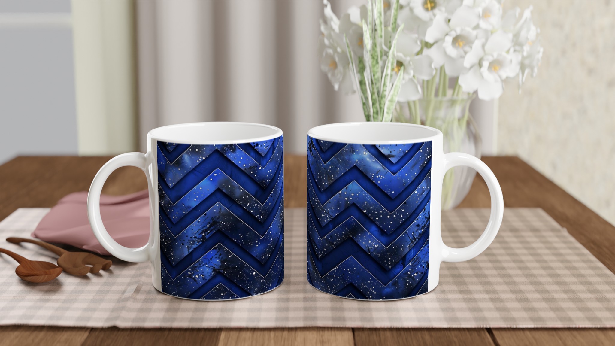 Vit 11oz keramisk mugg med stjärnhimmel i blå och svart – välj bland sju färgstarka nyanser 11 d826953c-7948-49b2-931c-86c80c038782