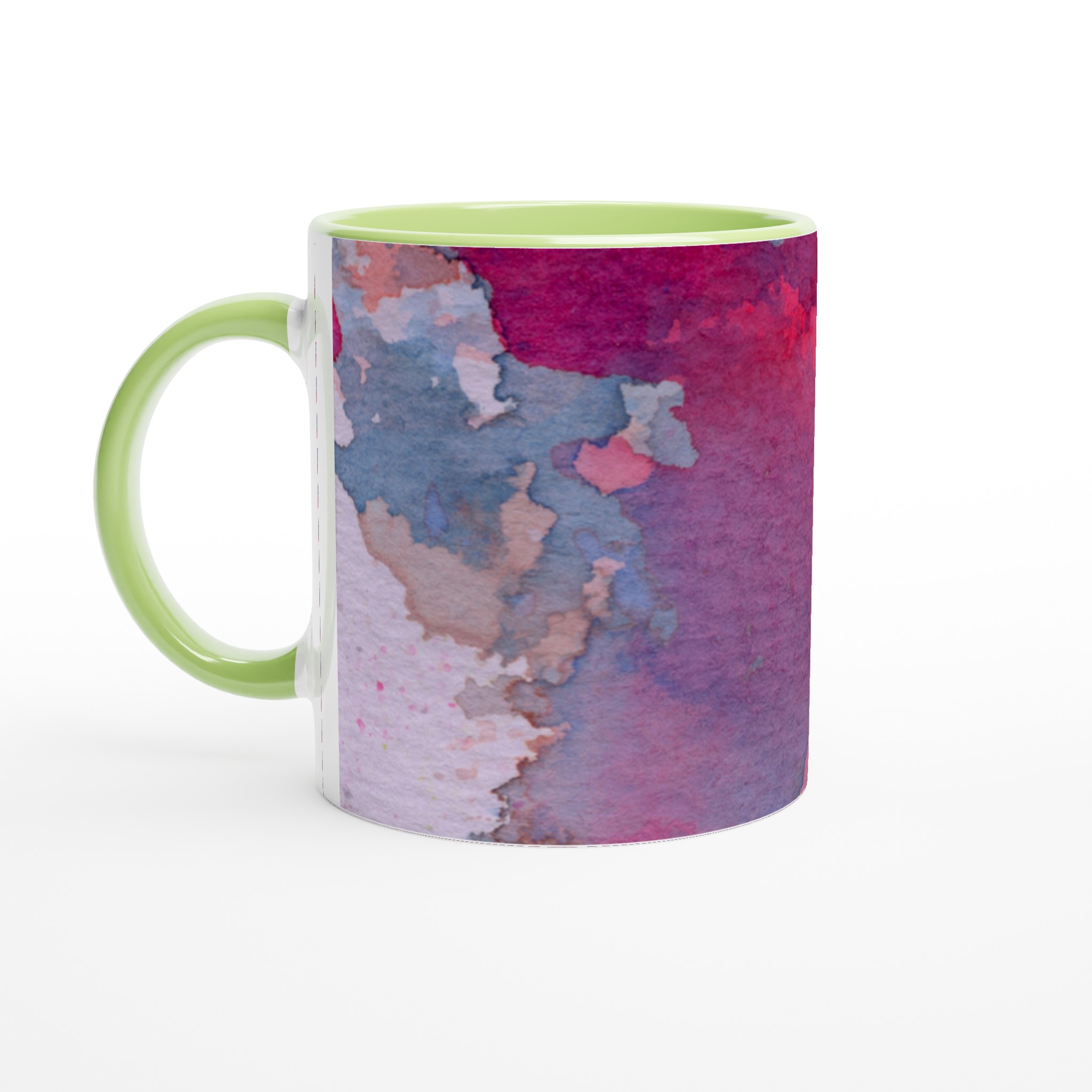 Vit 11oz keramisk mugg med konstnärlig vattenfärgsdesign i flera färgval 7 d8337753-5900-46f6-8064-222fb206347e